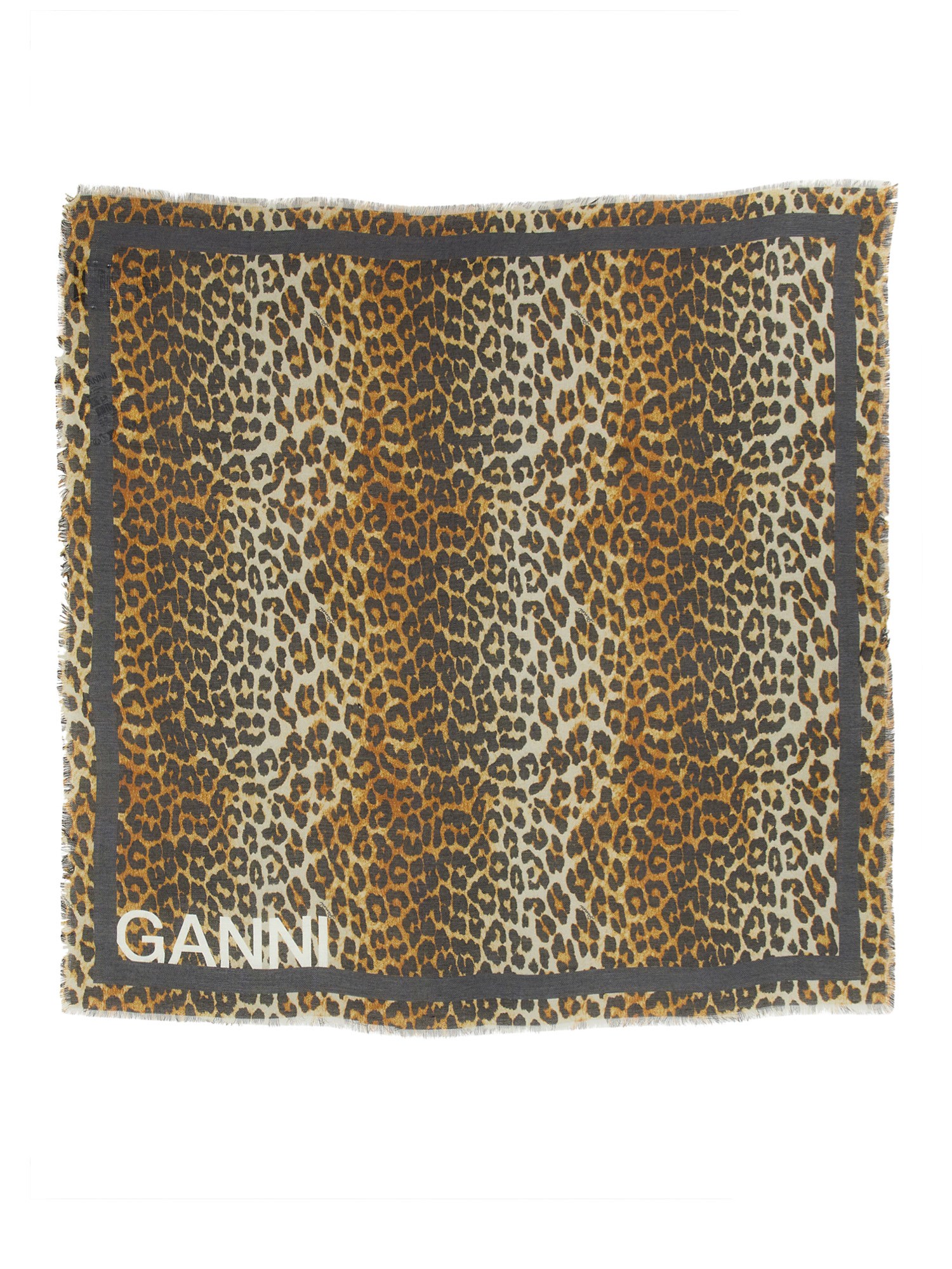 Ganni ganni animal pattern scarf