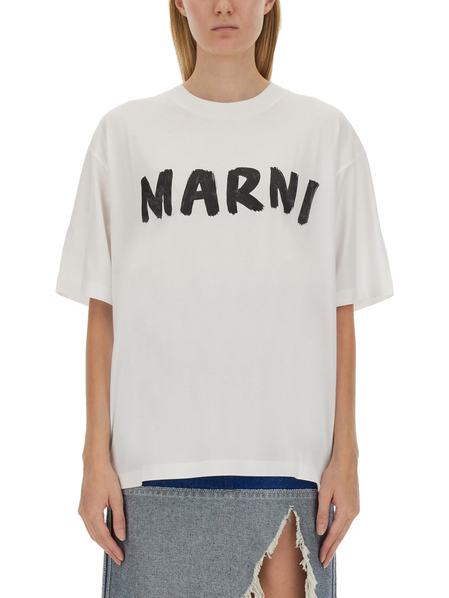 Marni marni logo print t-shirt