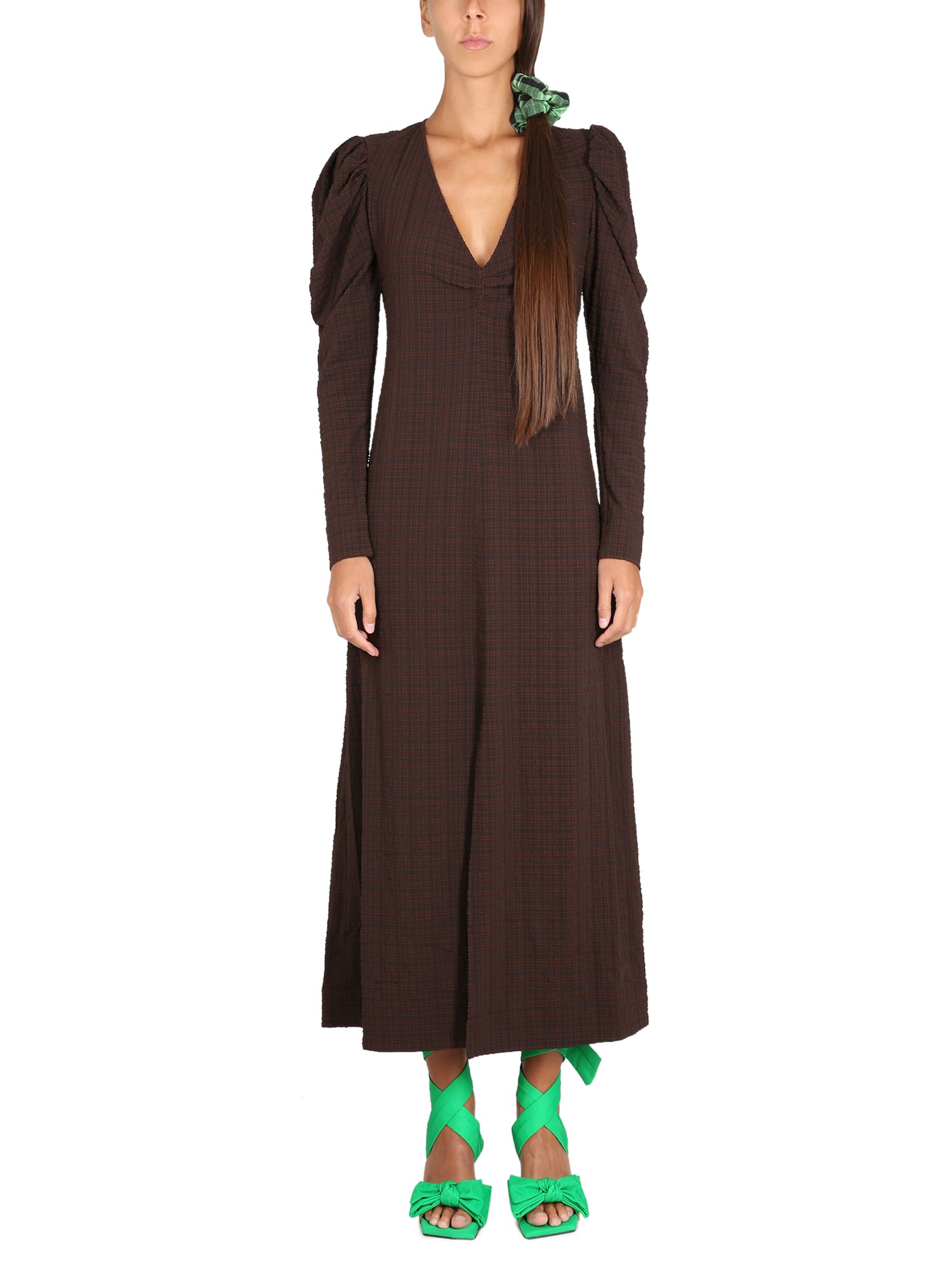 Ganni ganni seersucker maxi dress