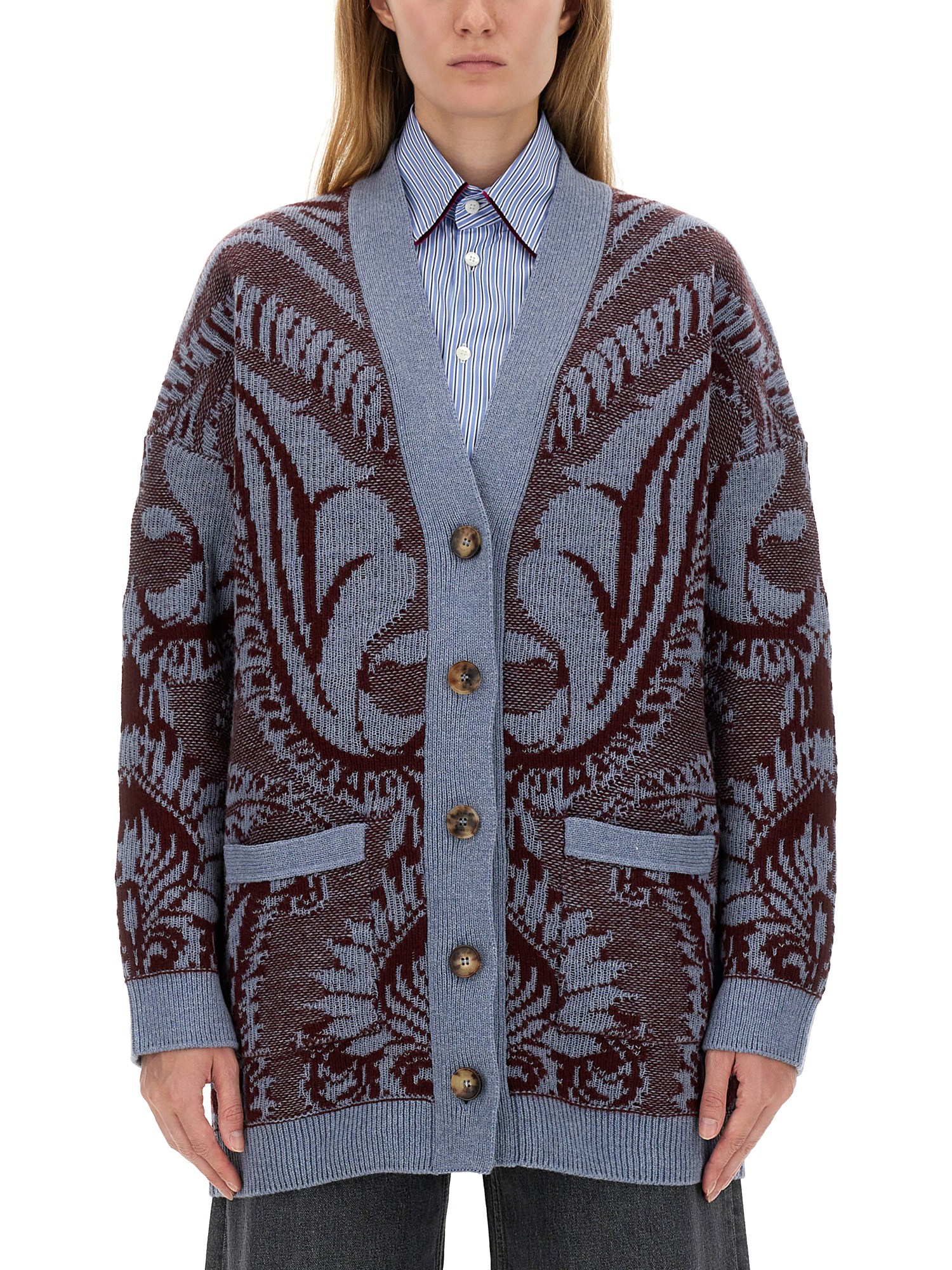 Etro etro jacquard wool cardigan