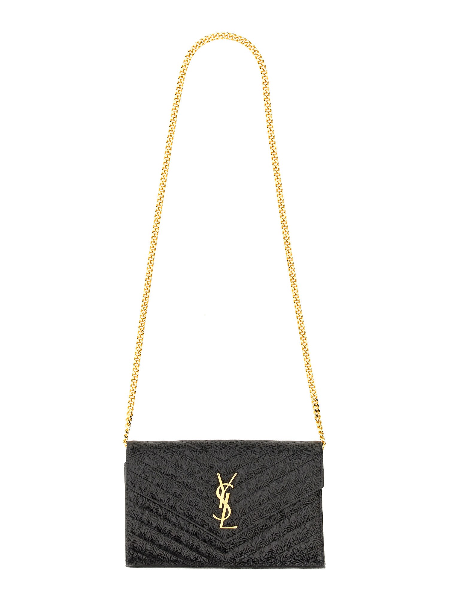 Saint Laurent saint laurent "cassandre" clutch bag with chain