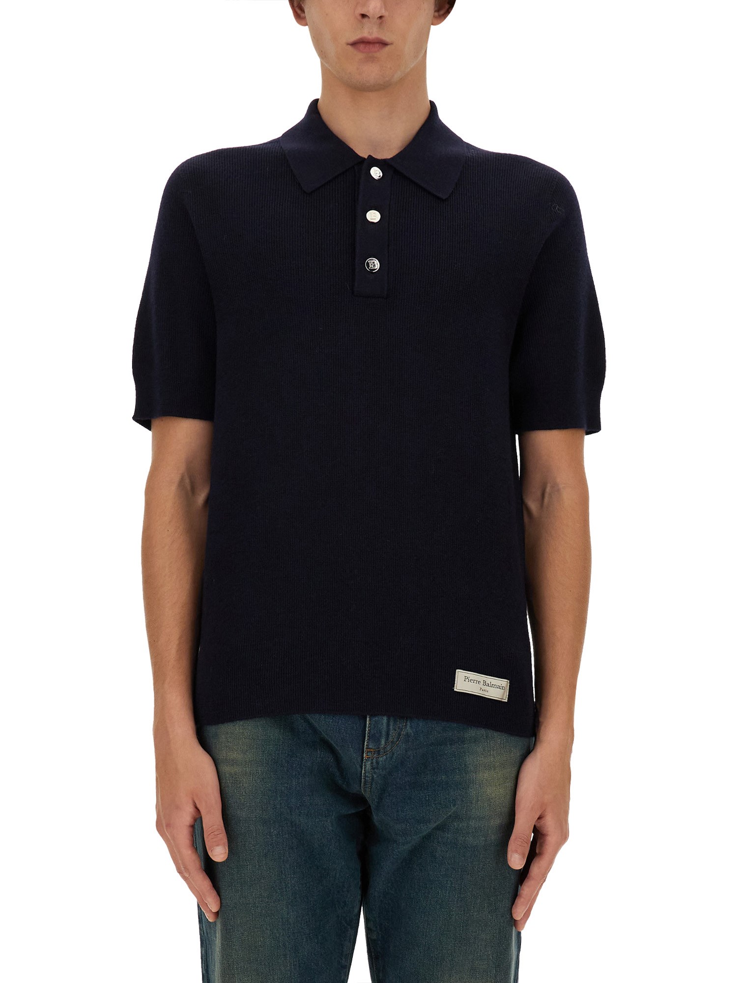 Balmain balmain merino wool polo shirt