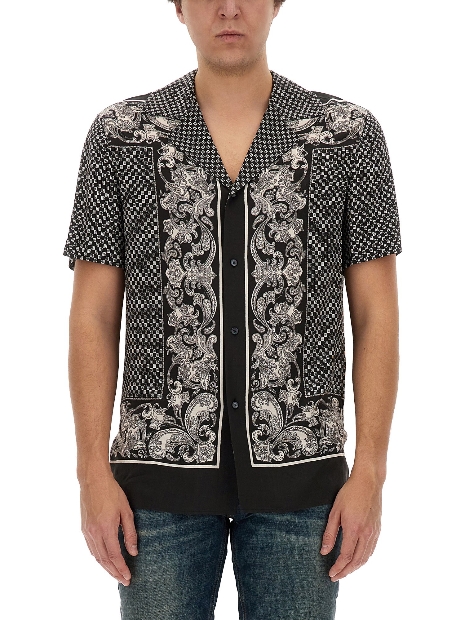 Balmain balmain monogram paisley stamoa shirt