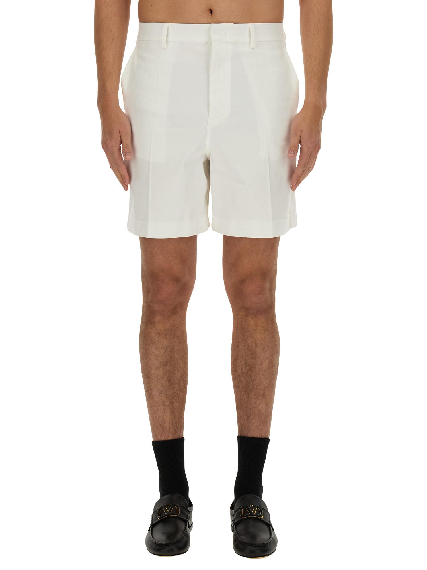 Valentino valentino bermuda shorts with rubberized v detail