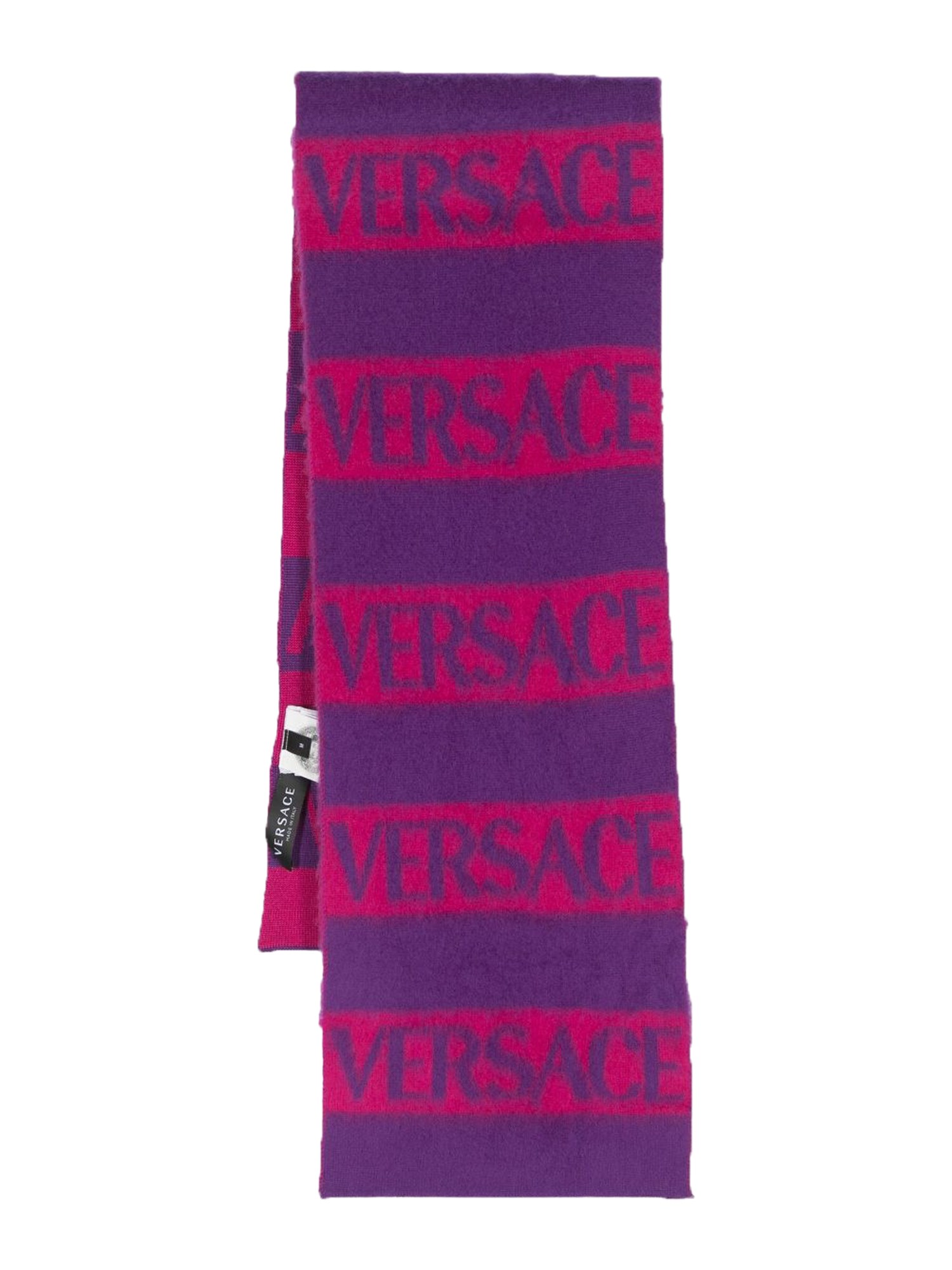 Versace versace logo striped scarf