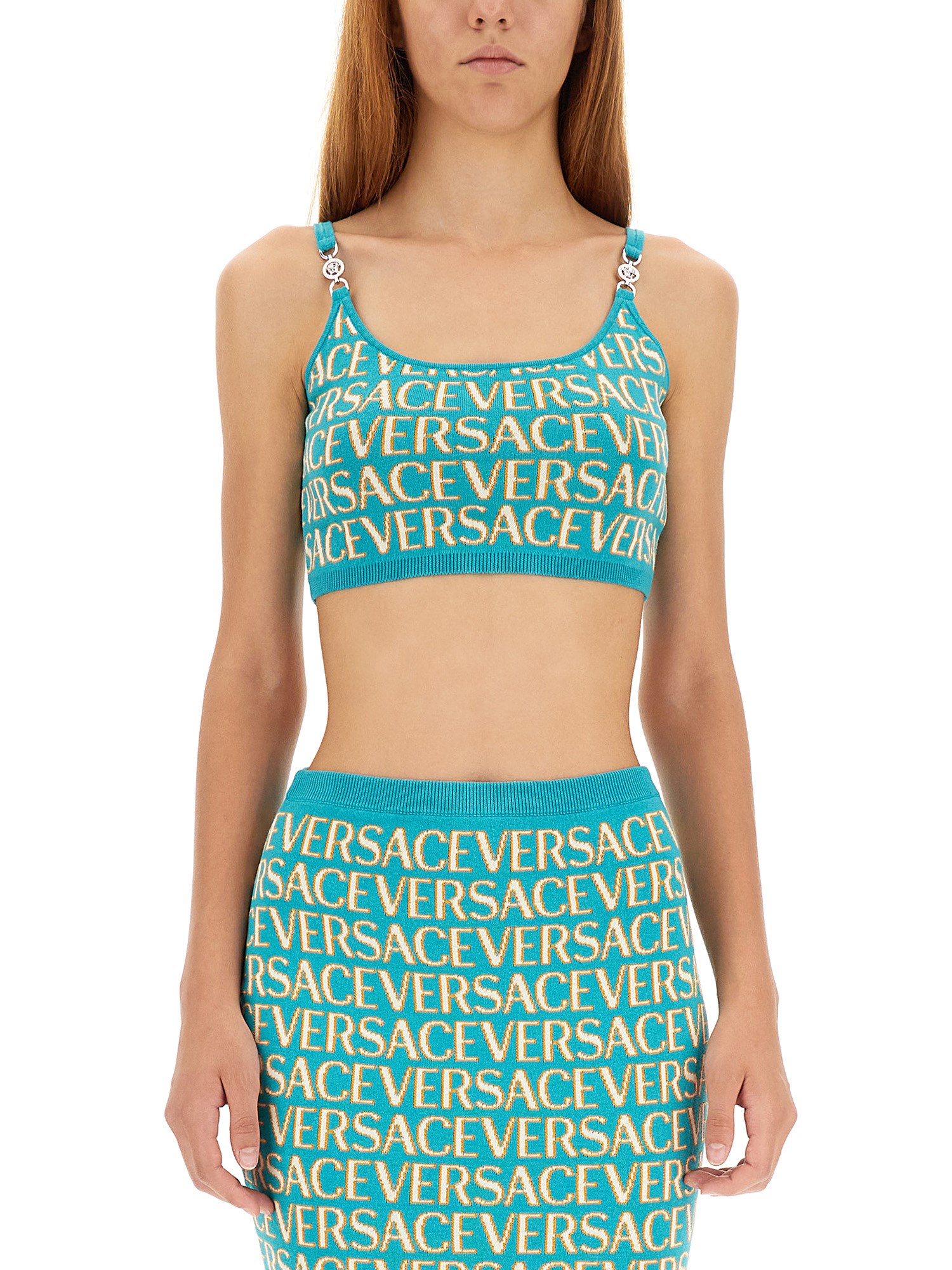 Versace versace short knit top