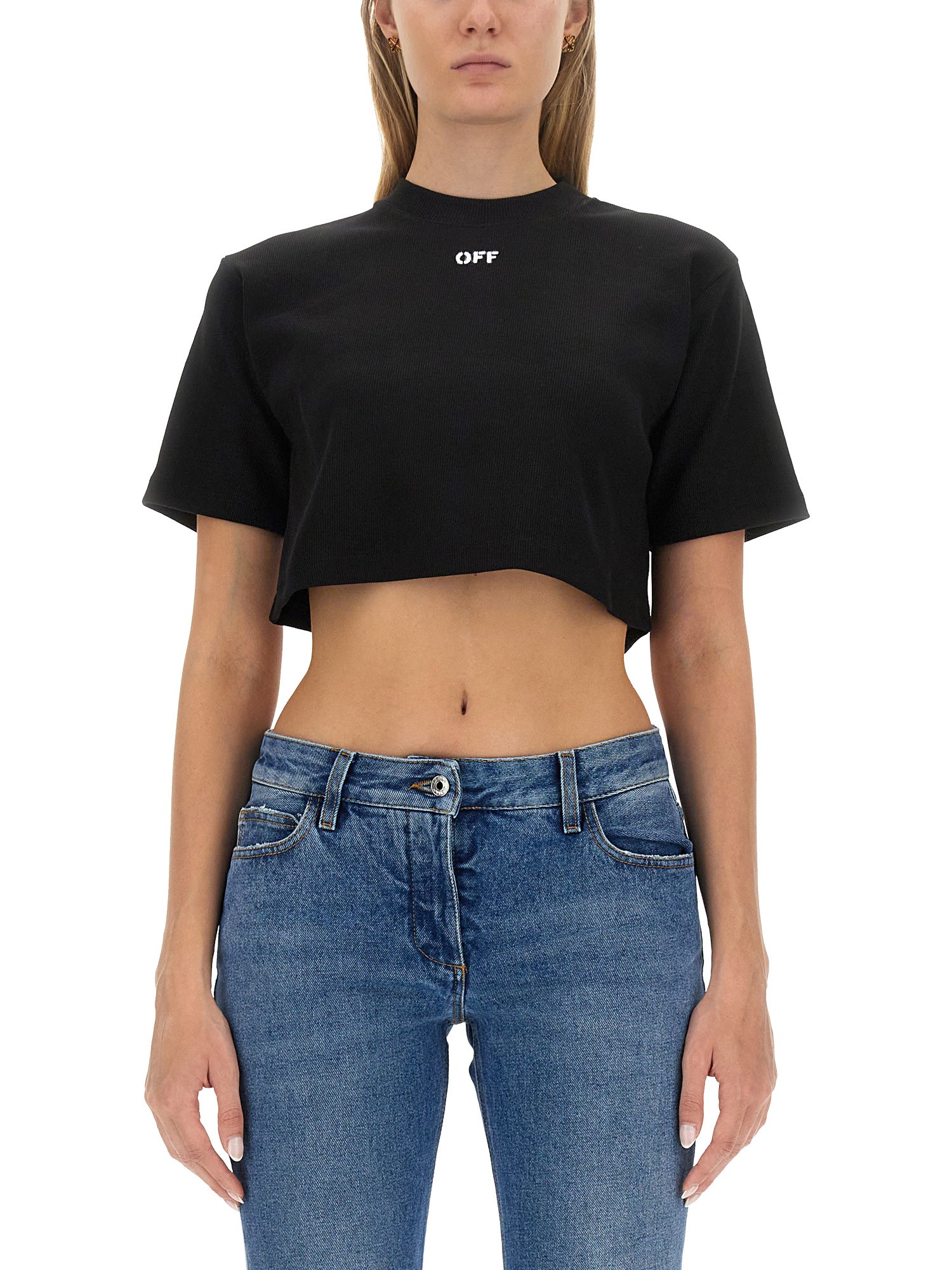 OFF-WHITE off-white cropped t-shirt