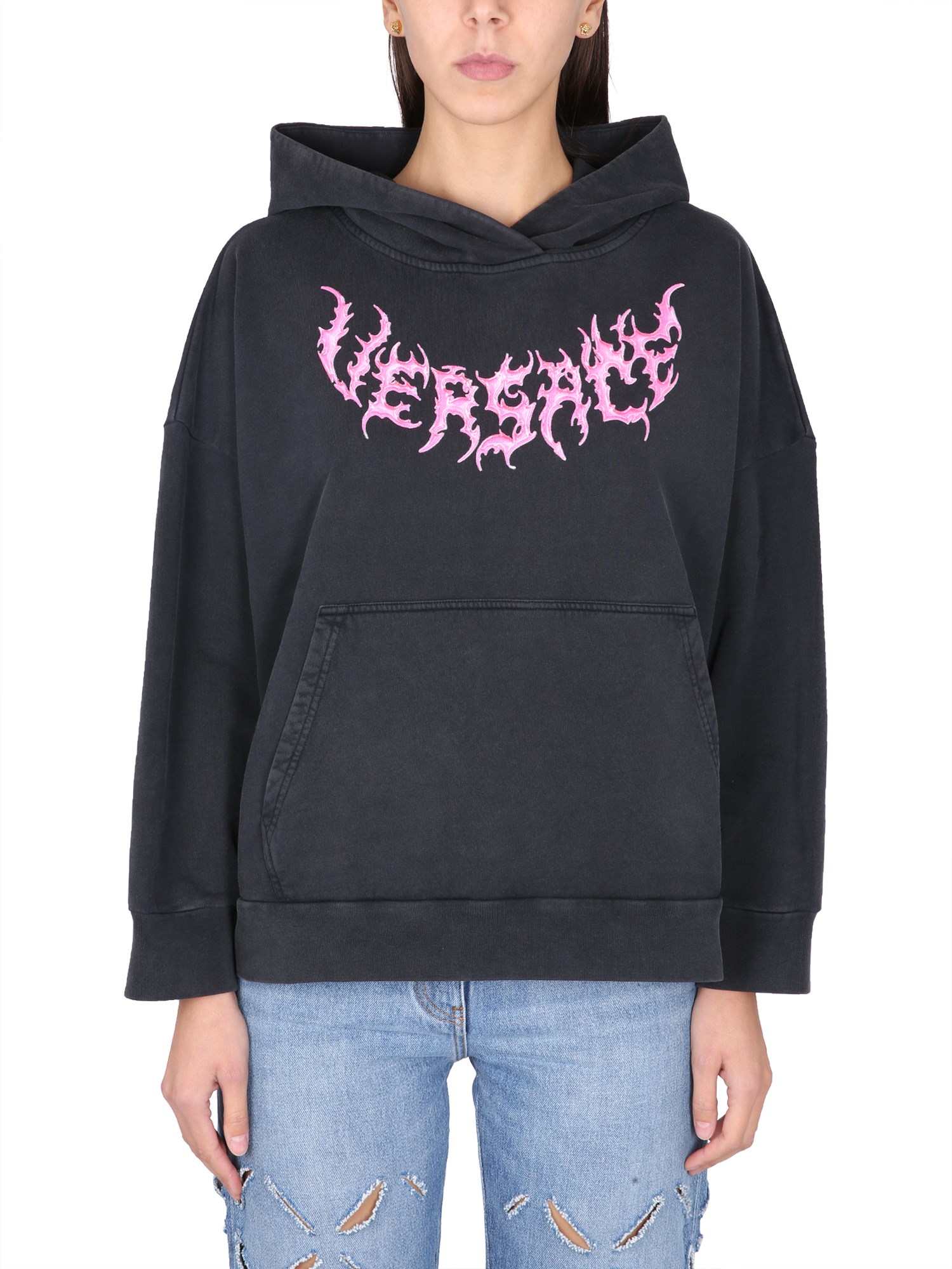 Versace versace hooded sweatshirt with logo