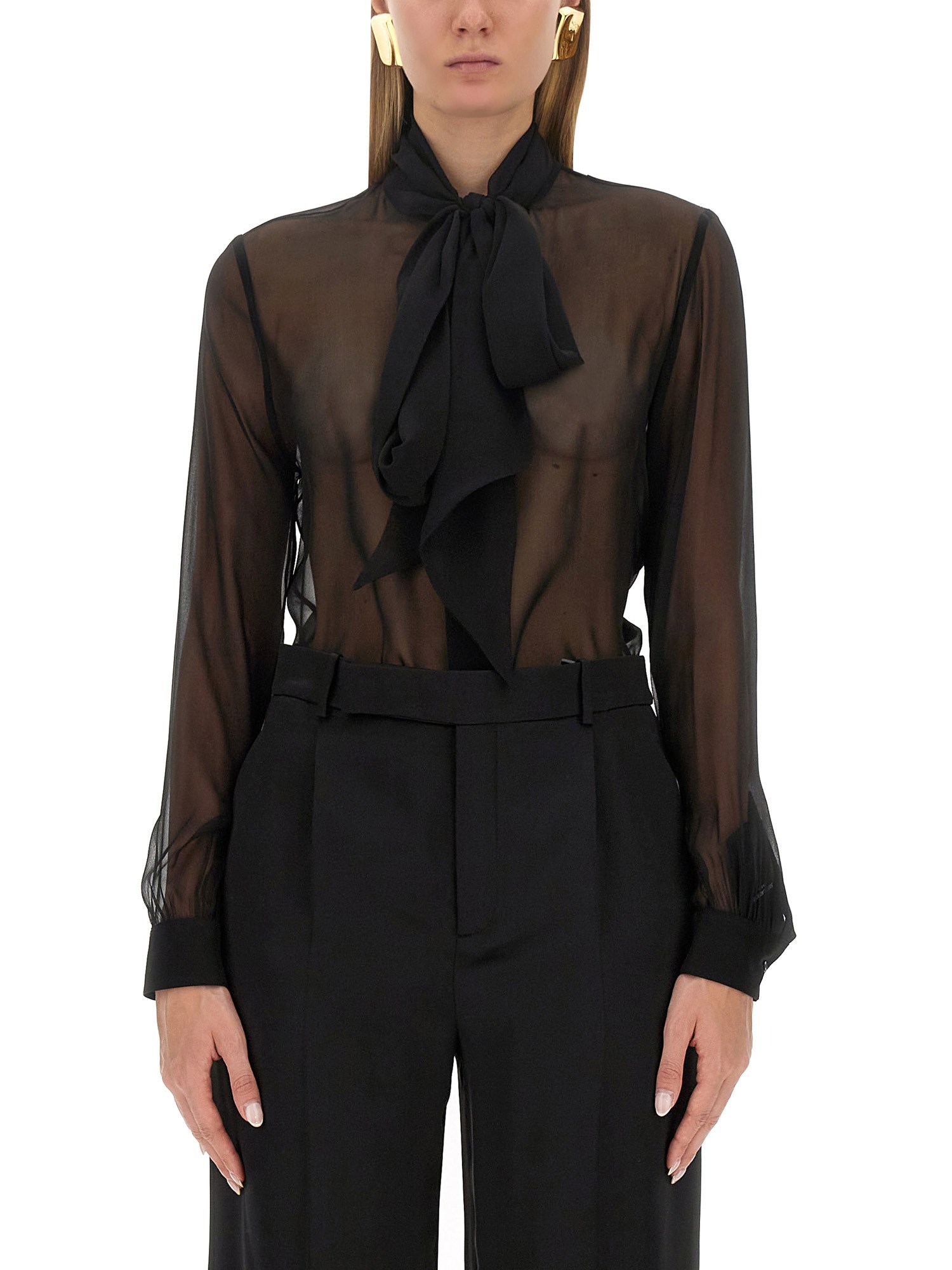 Saint Laurent saint laurent blouse with lavalliere collar