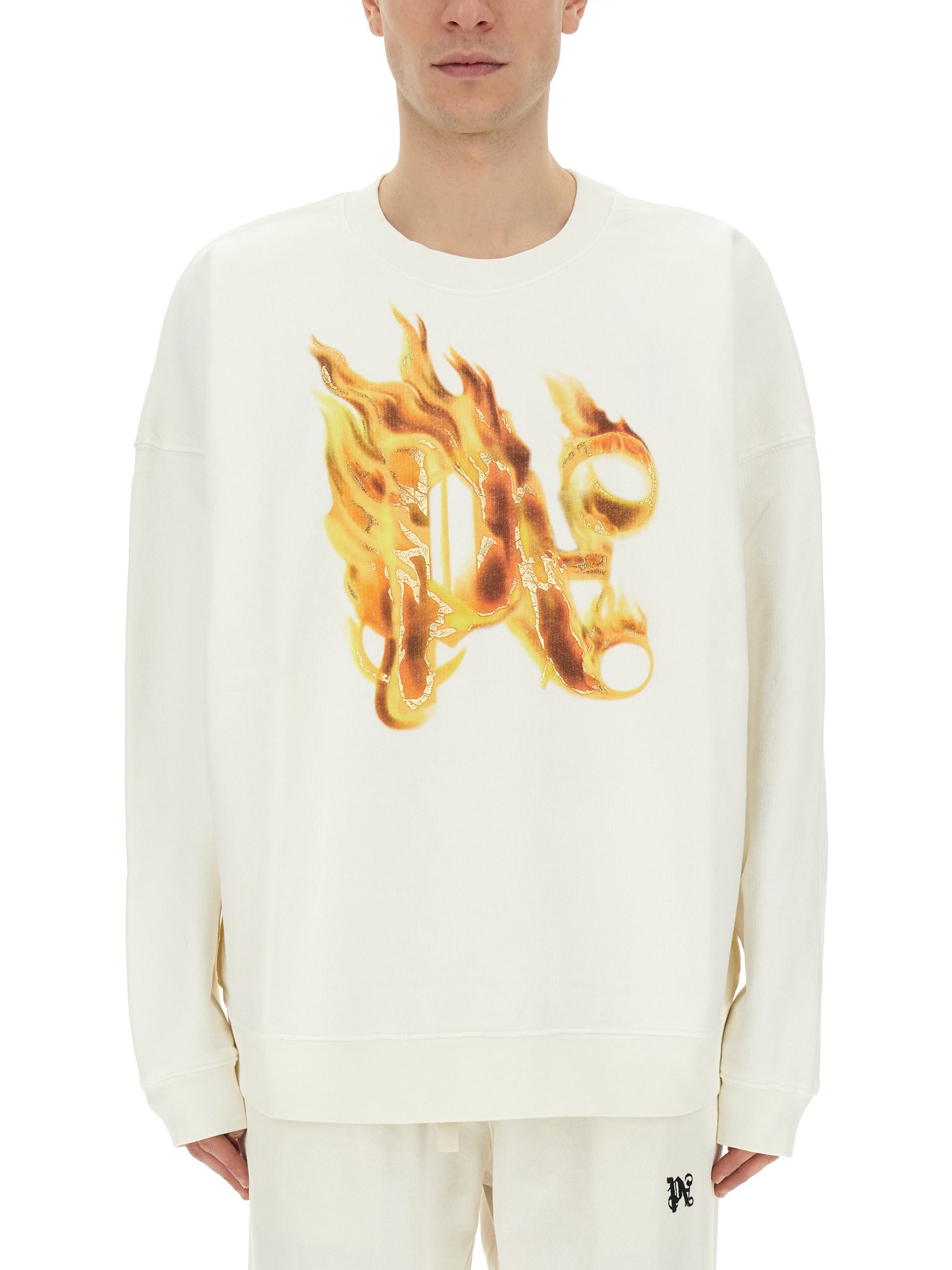 PALM ANGELS palm angels "burning monogram" print sweatshirt