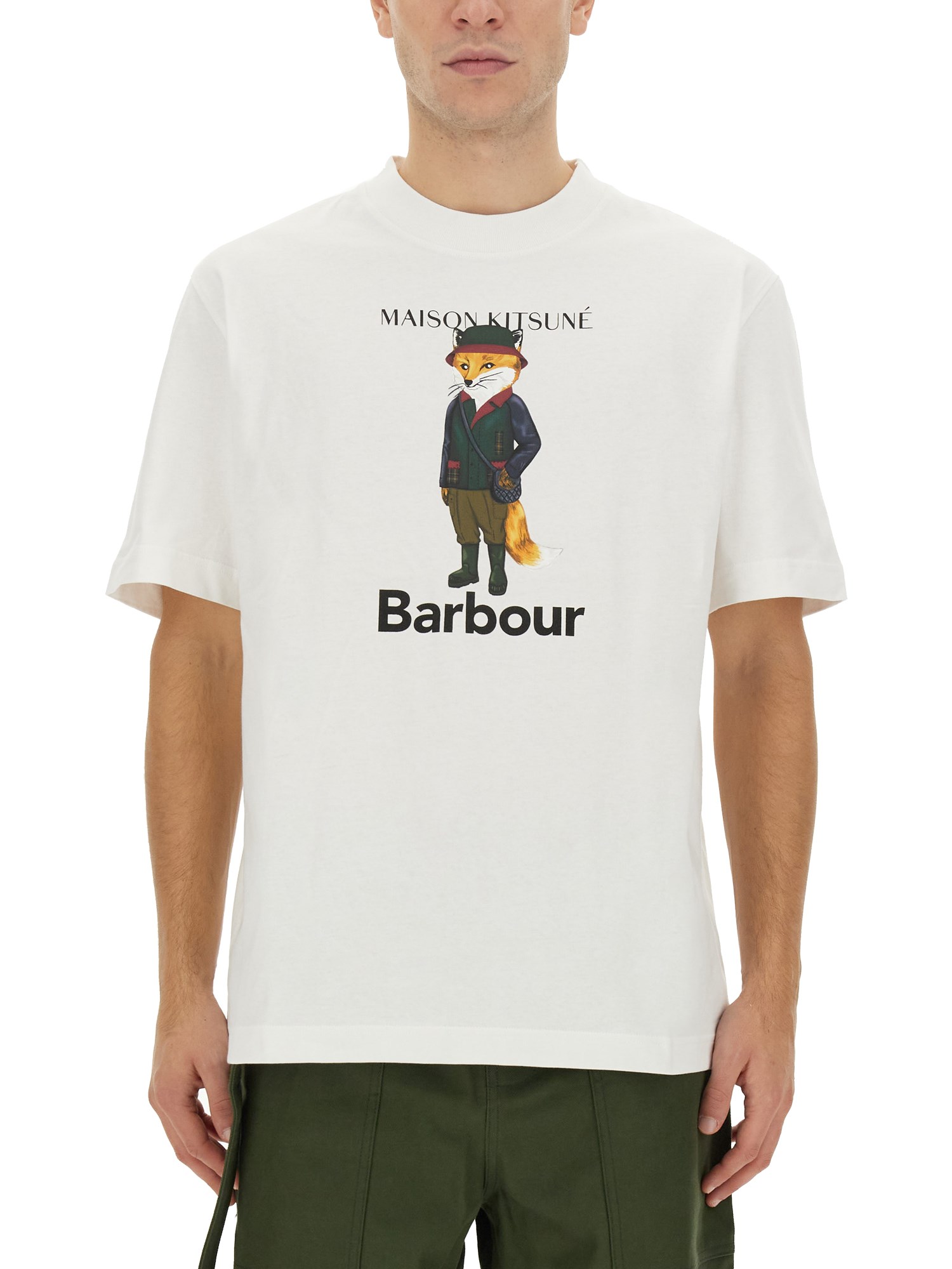 maison kitsuné x barbour maison kitsuné x barbour beaufort fox print t-shirt
