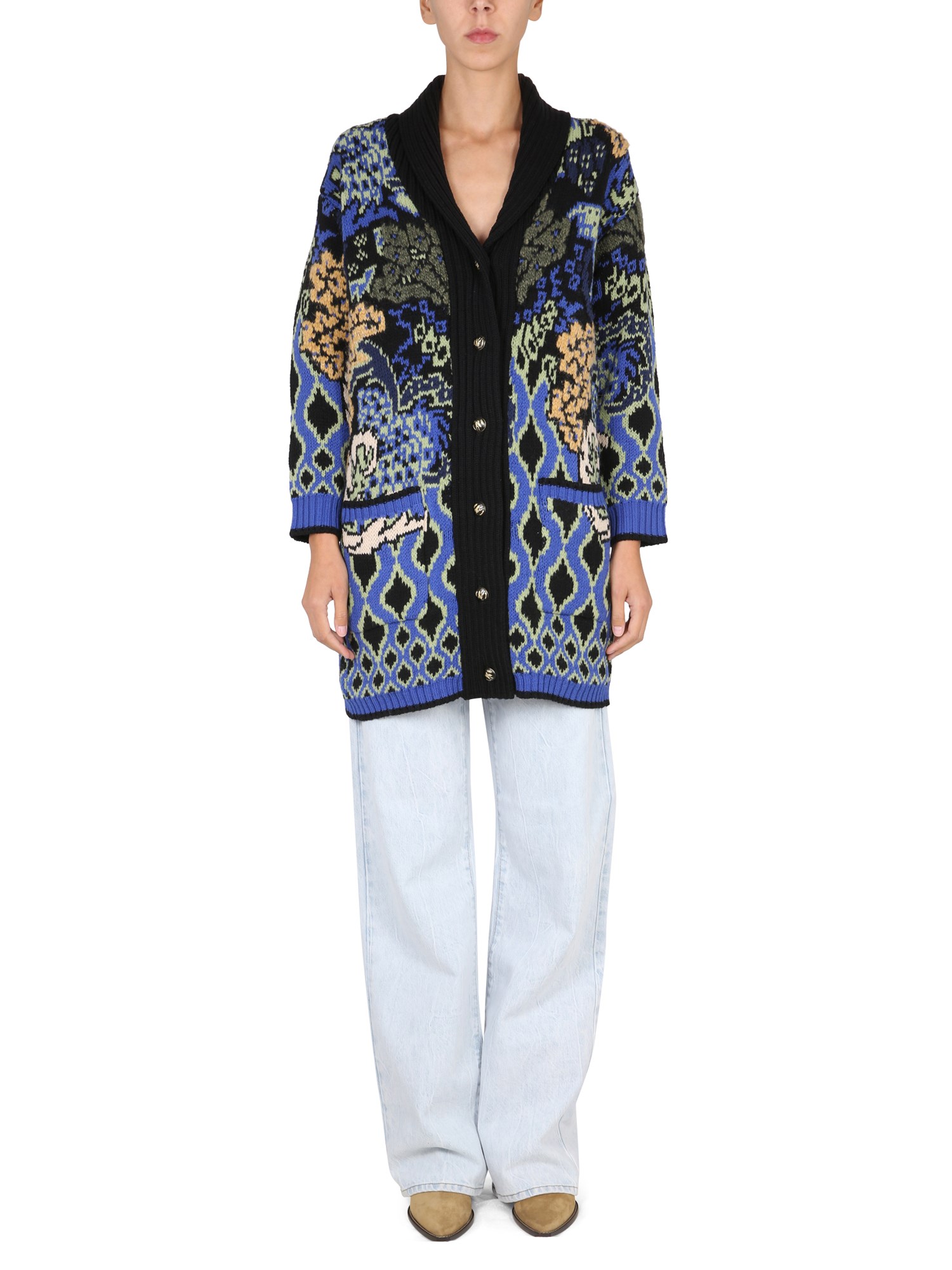 Etro etro jacquard knit coat