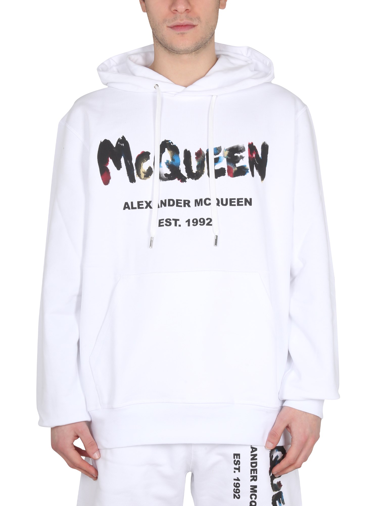 Alexander McQueen alexander mcqueen watercolor graffiti logo print sweatshirt