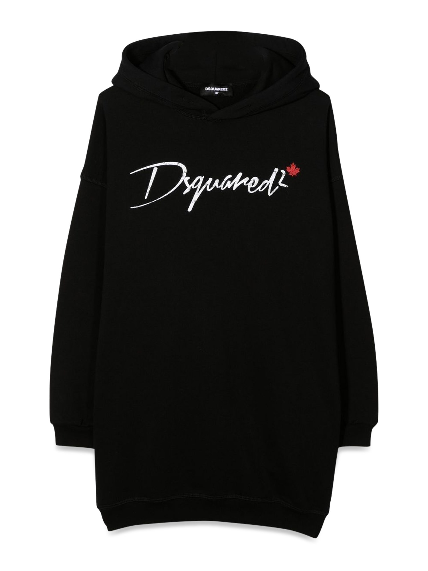 dsquared dsquared over hooded sweatshirt dress