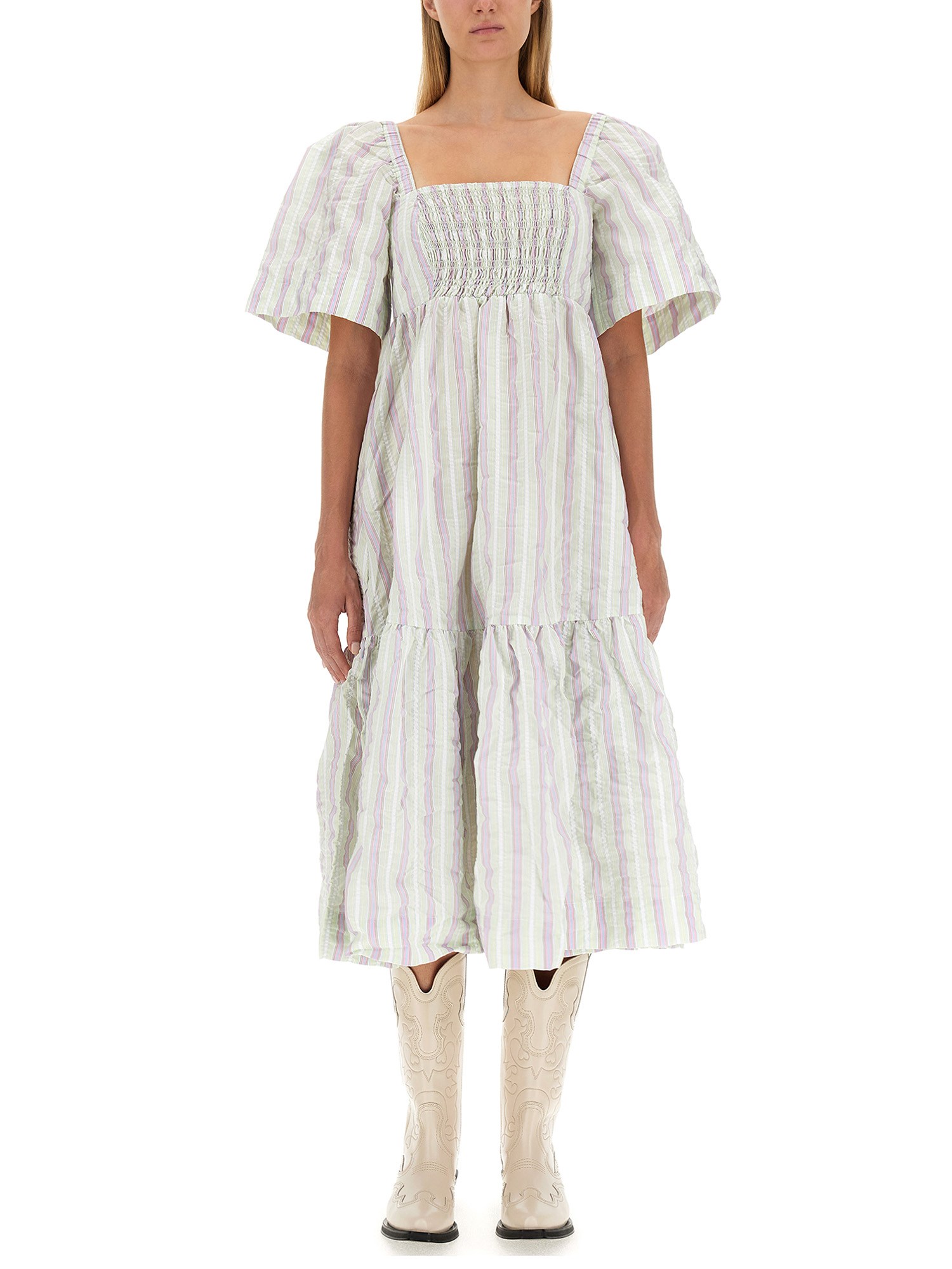 Ganni ganni dress with stripe pattern