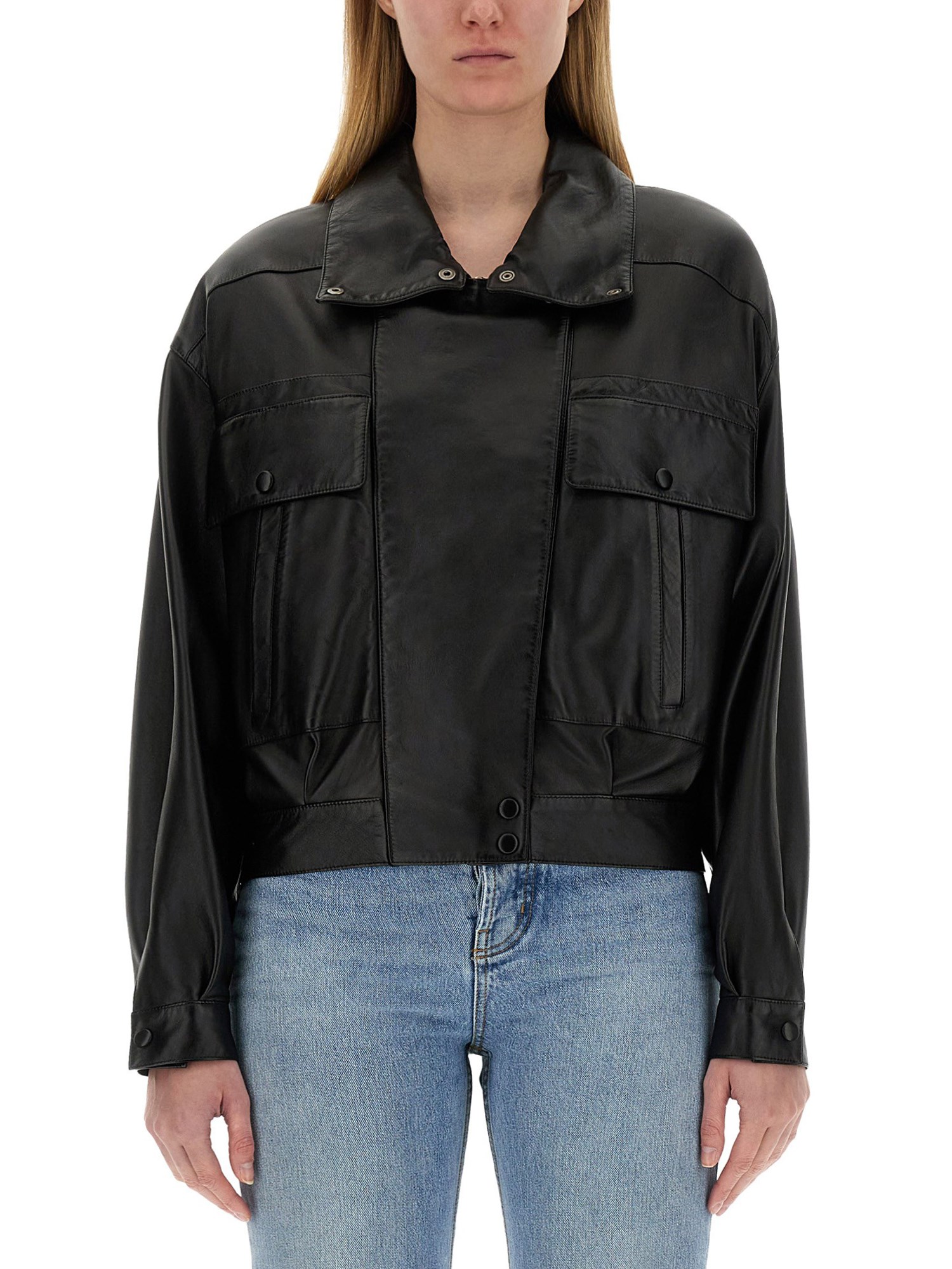 Saint Laurent saint laurent leather bomber jacket