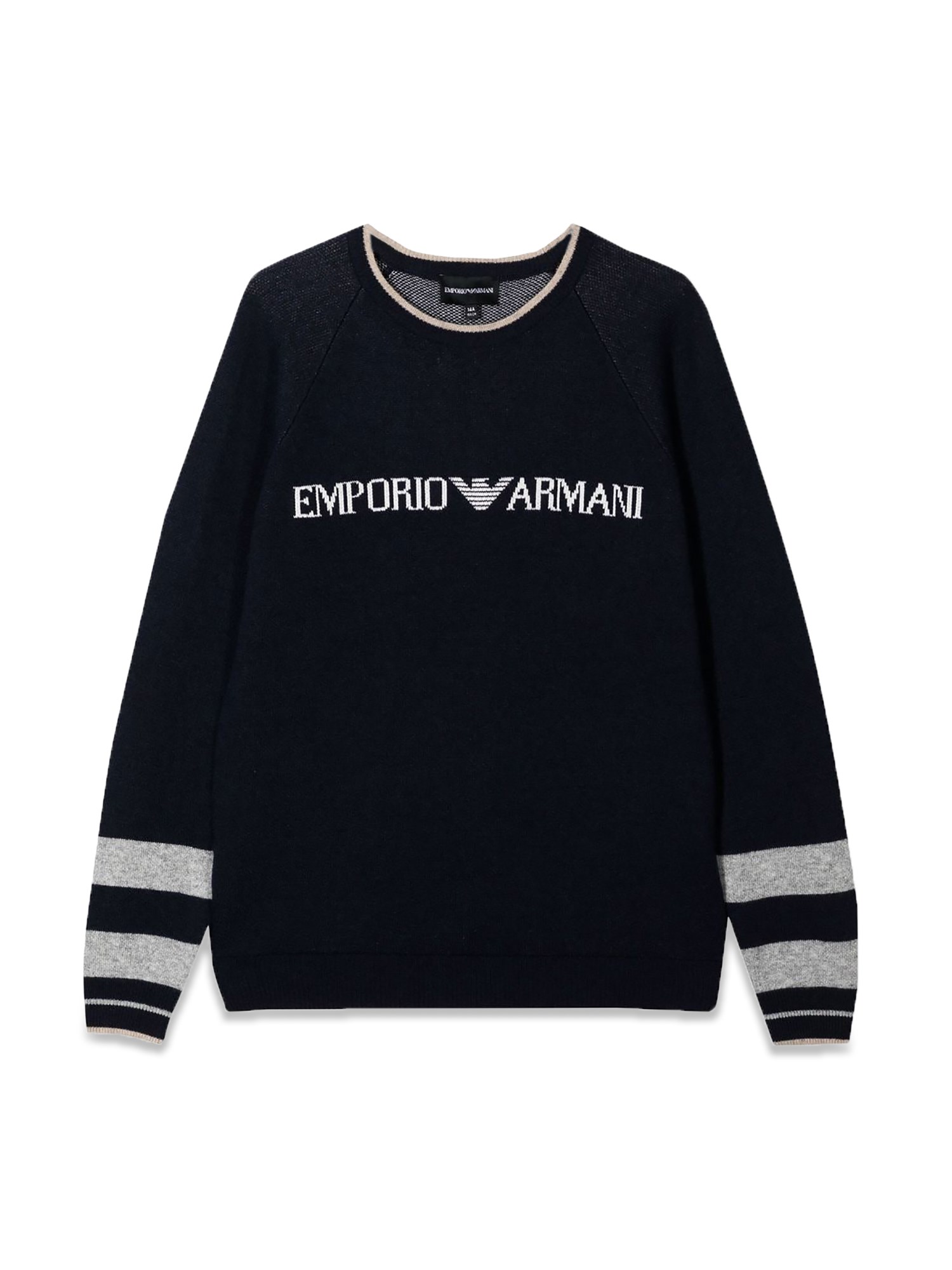 Emporio Armani emporio armani round neck pullover logo stripes on the wrists