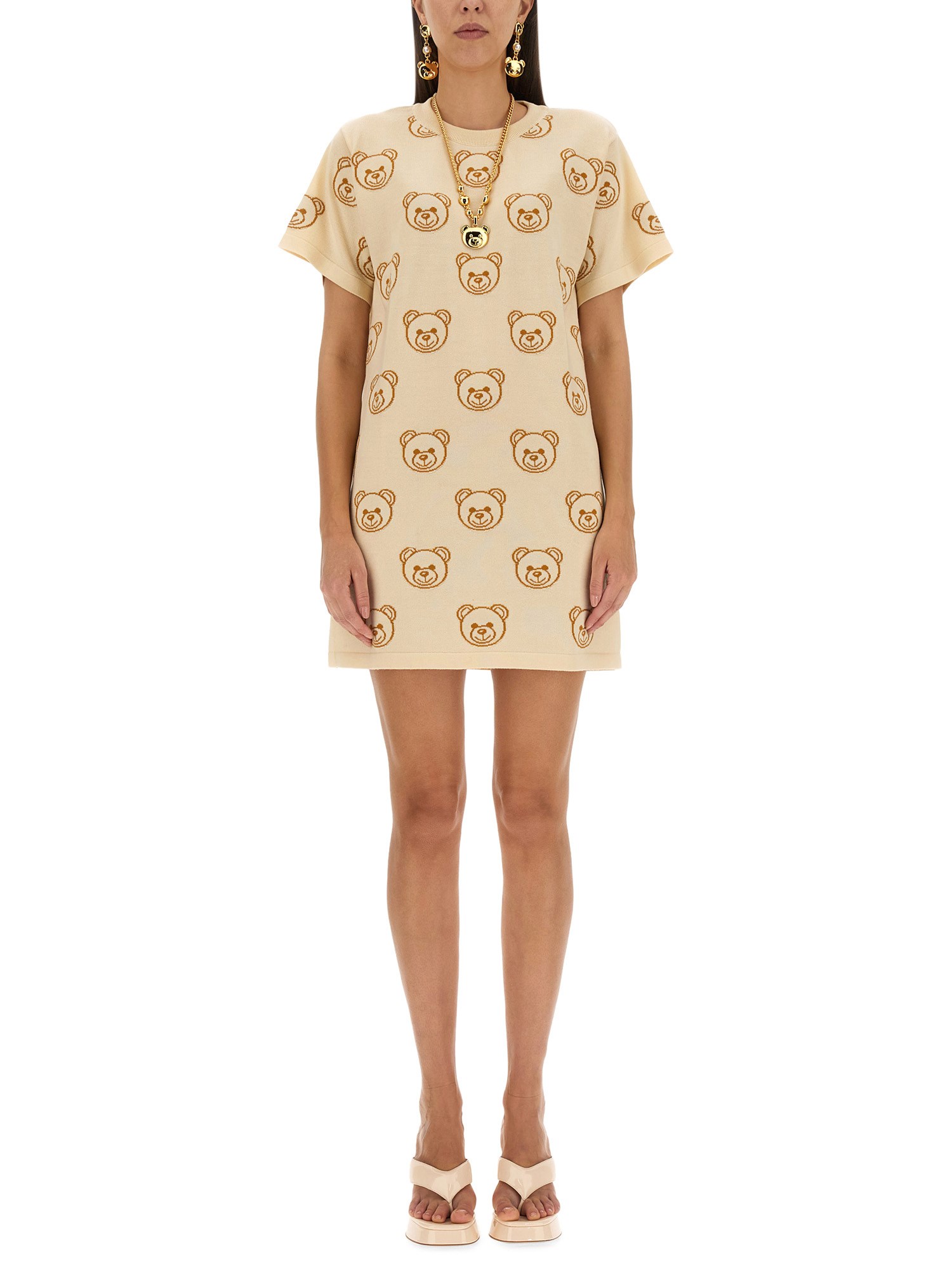 Moschino moschino dress with teddy bear embroidery