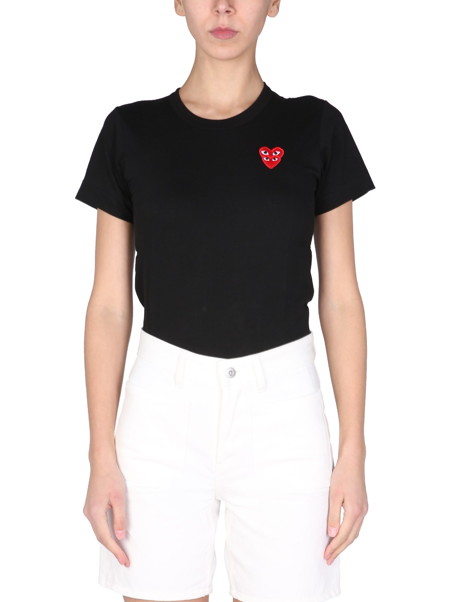 Comme Des Garçons Play comme des garcons play "double heart" logo patch t-shirt