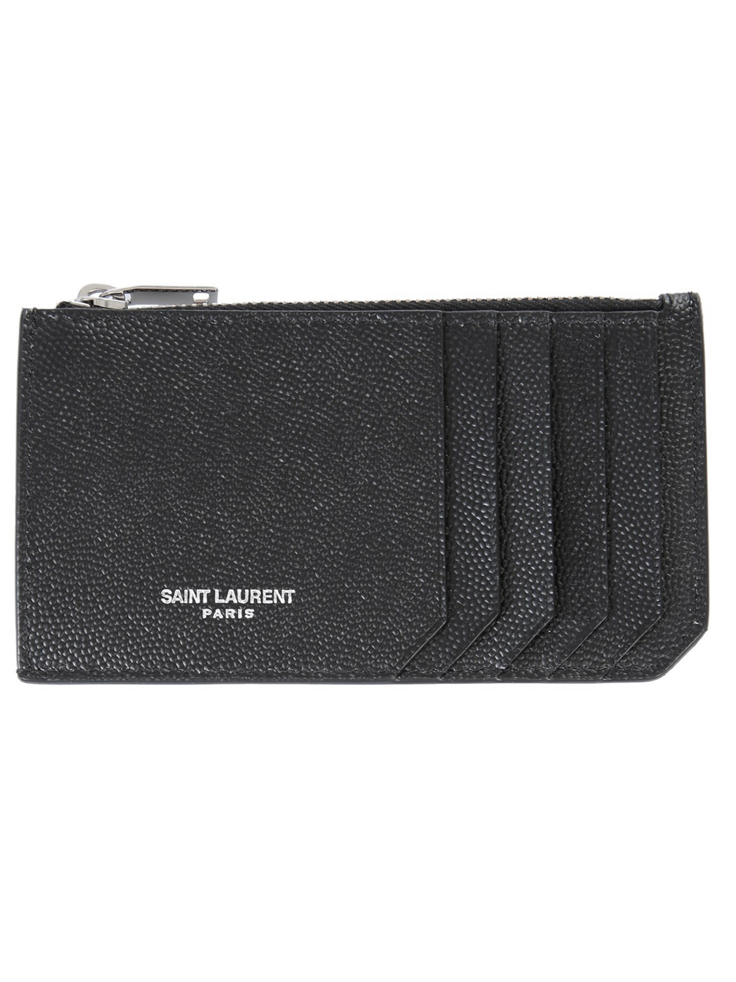 Saint Laurent saint laurent card holder with zipper and logo