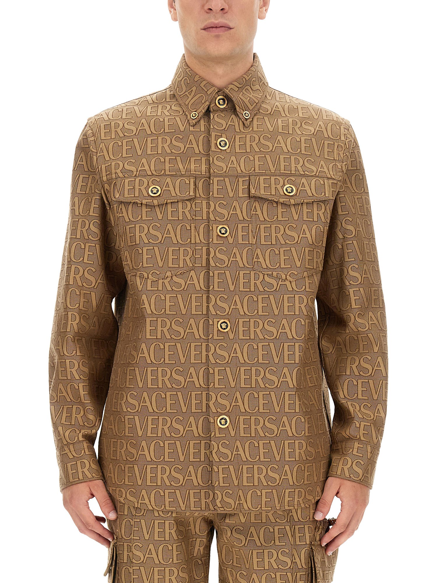 Versace versace allover logo shirt