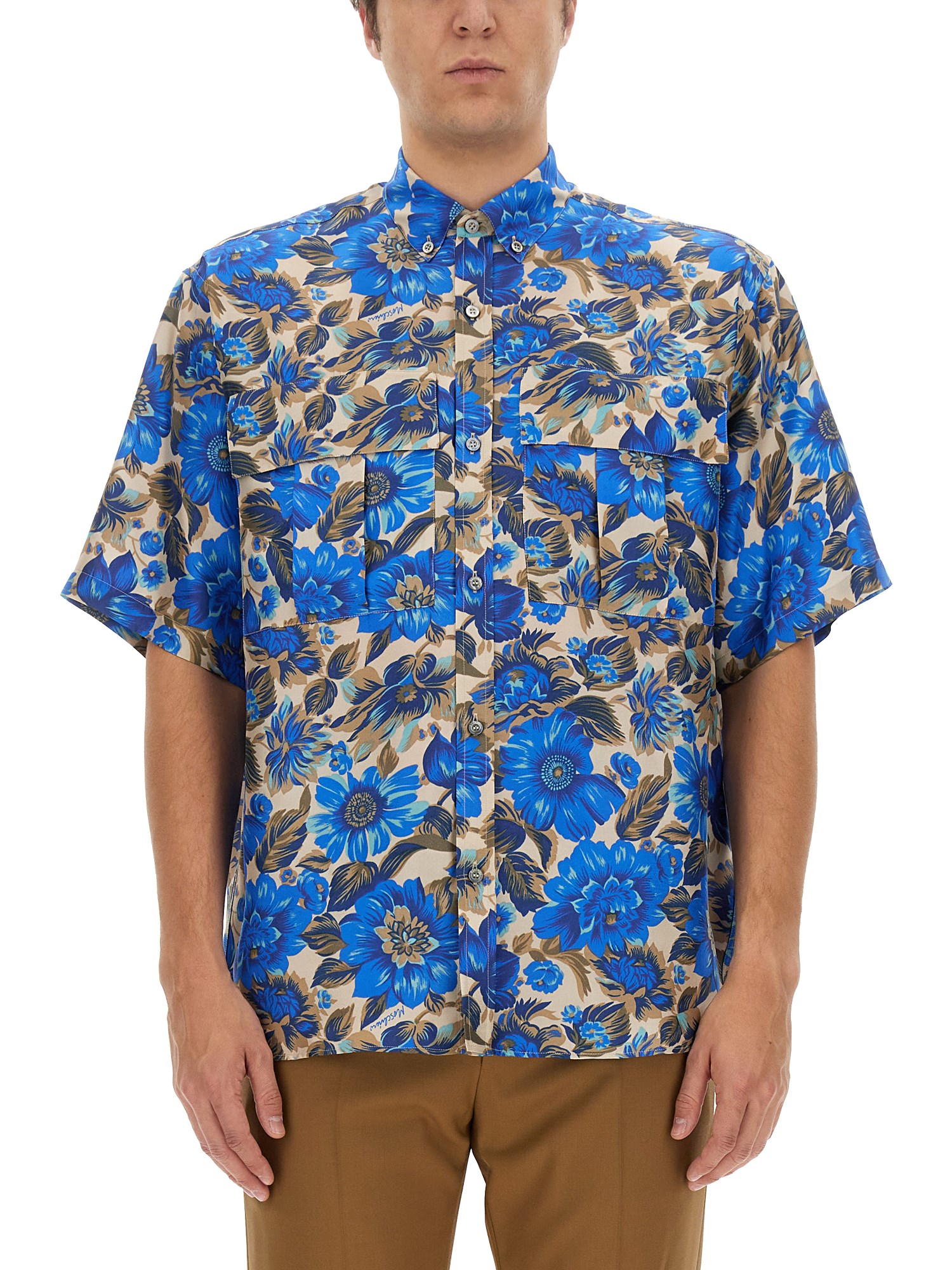 Moschino moschino blue flowers allover print shirt