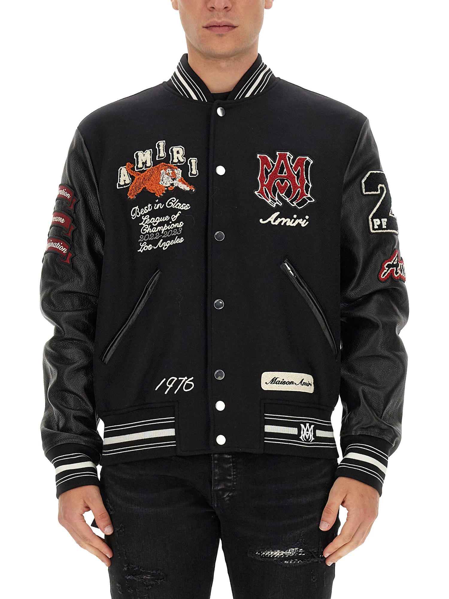 Amiri amiri vintage patch bomber jacket