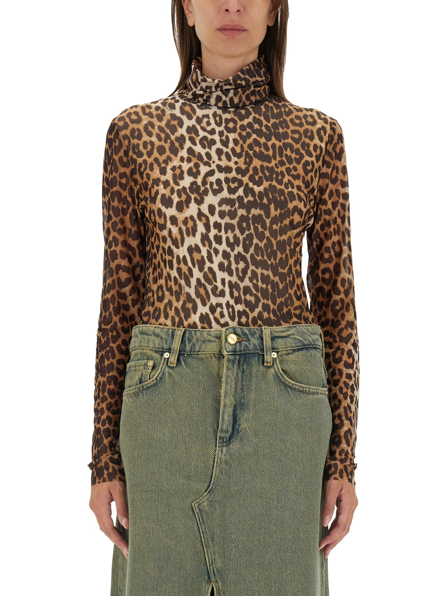 Ganni ganni leopard print top