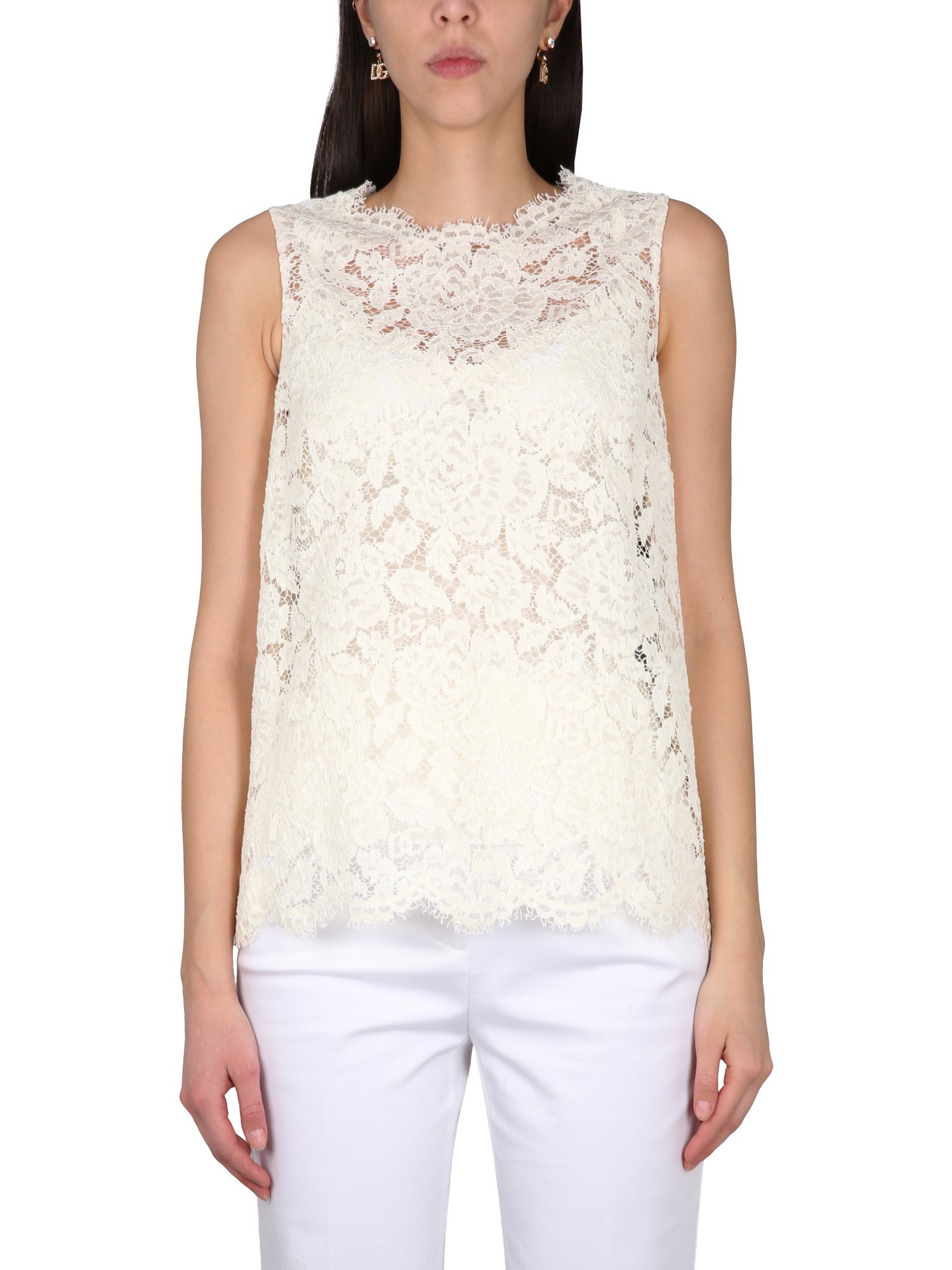 Dolce & Gabbana dolce & gabbana logoed stretch lace top