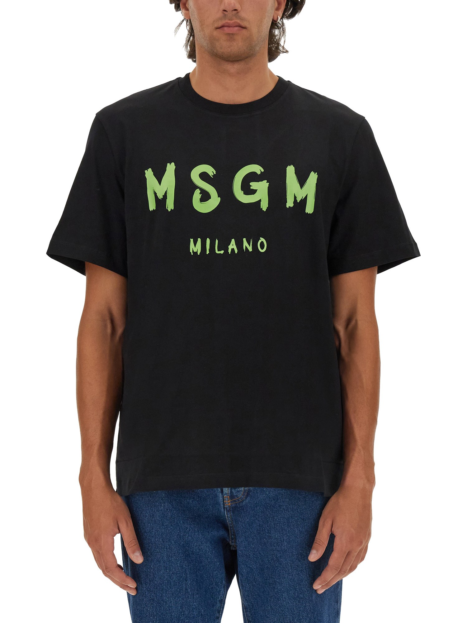 Msgm msgm t-shirt with brushed logo print