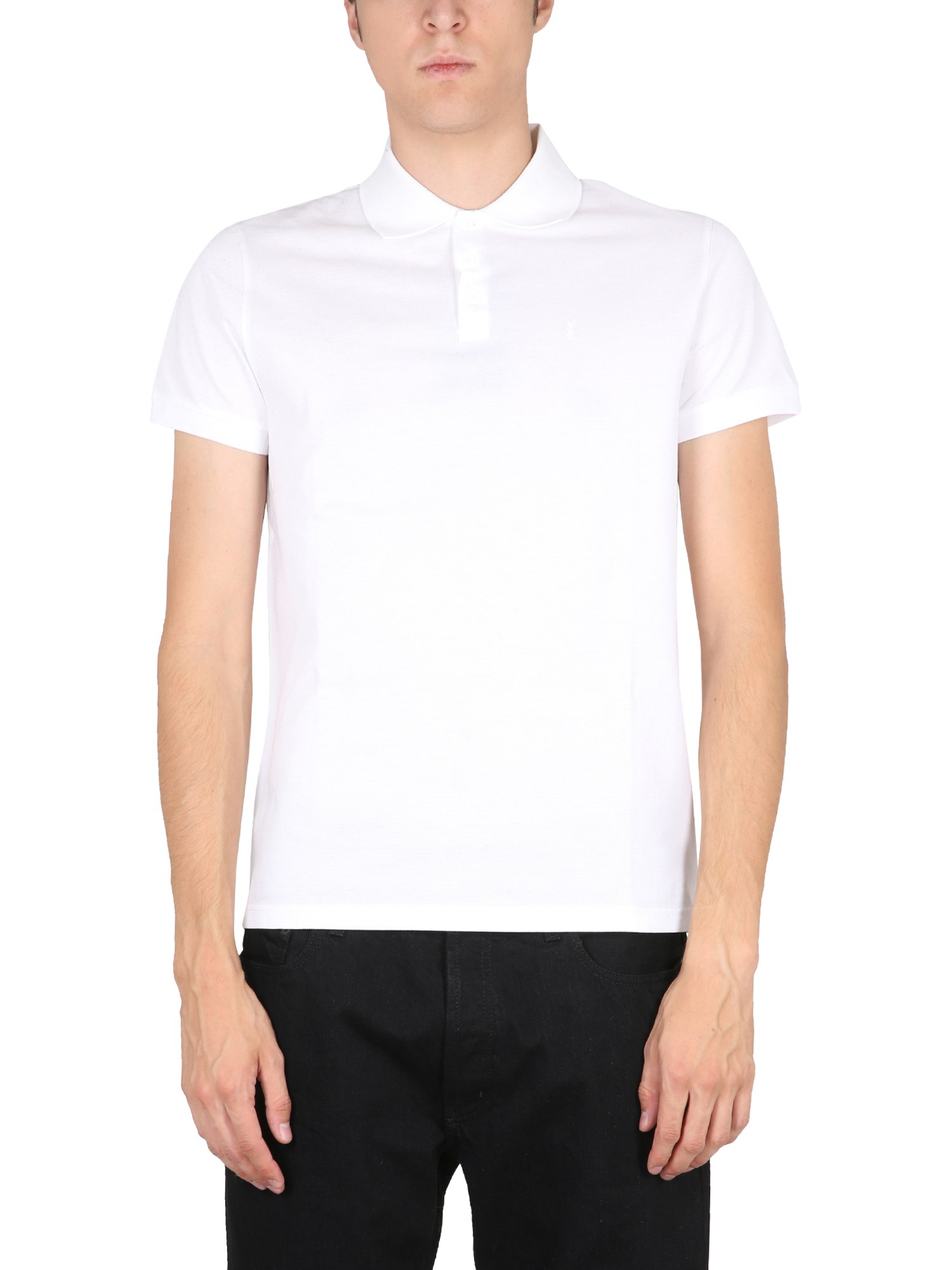 Saint Laurent saint laurent polo con ricamo logo monogram