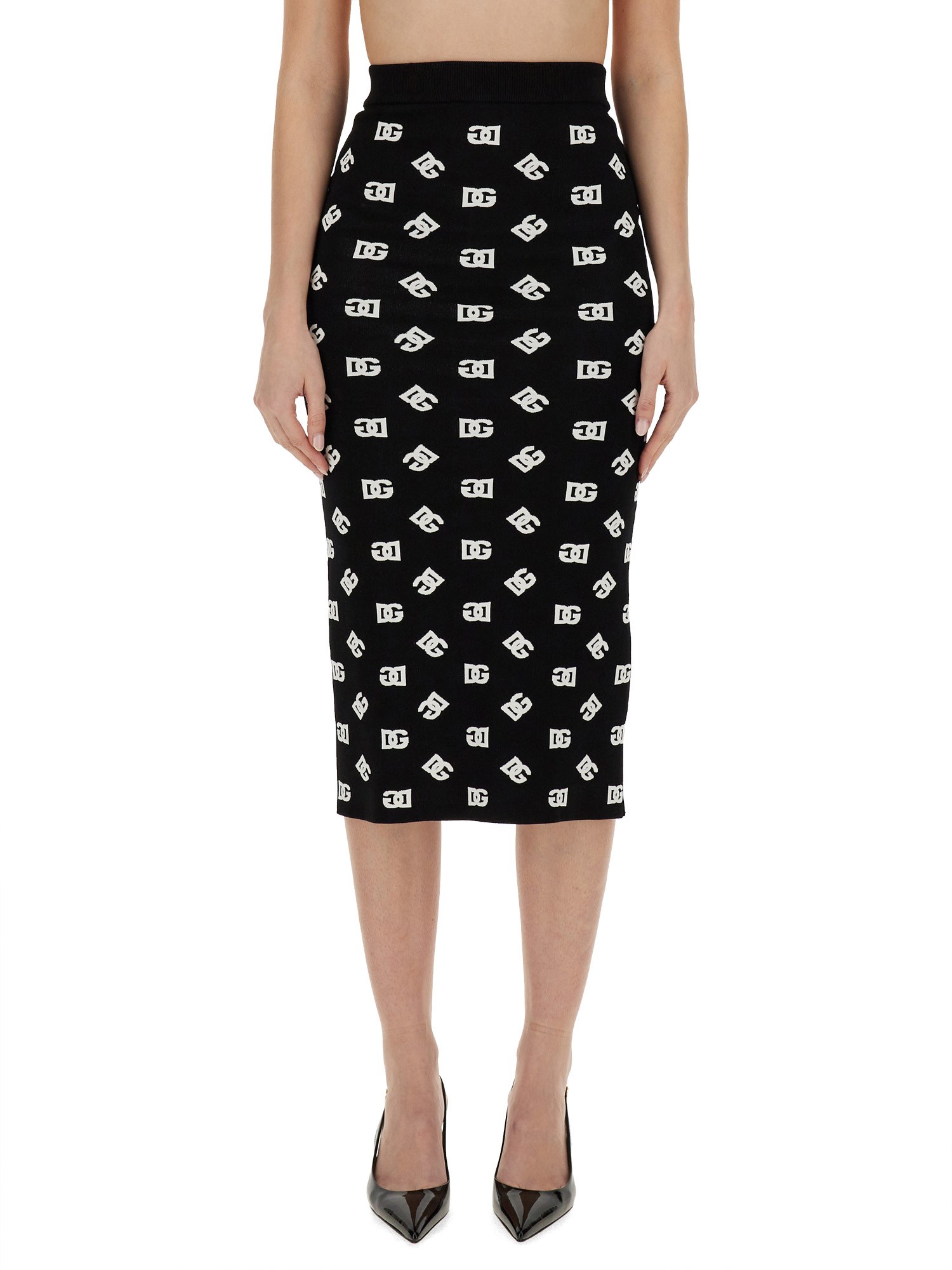 Dolce & Gabbana dolce & gabbana viscose logo jacquard pencil skirt