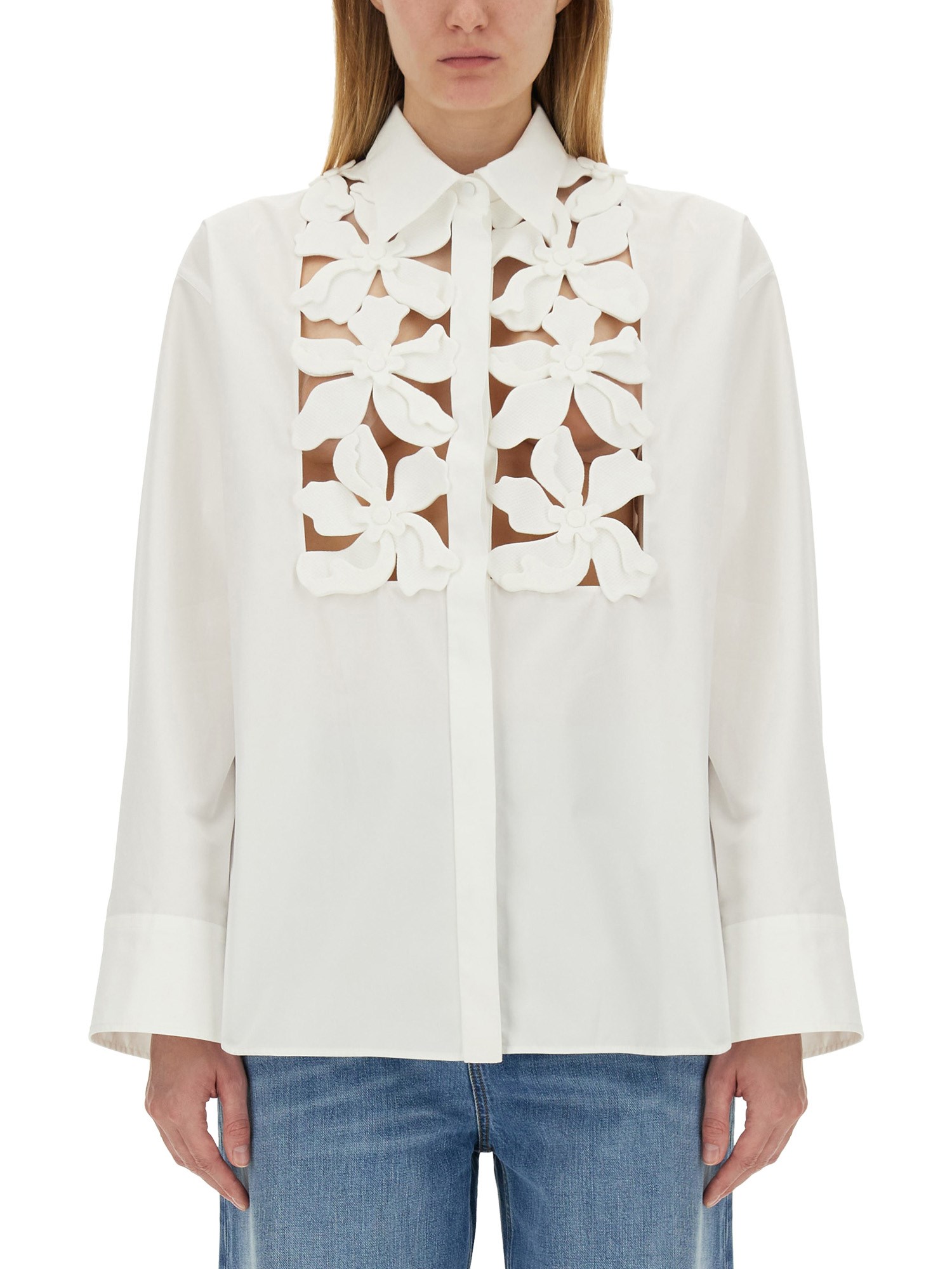 Valentino valentino embroidered compact poplin shirt