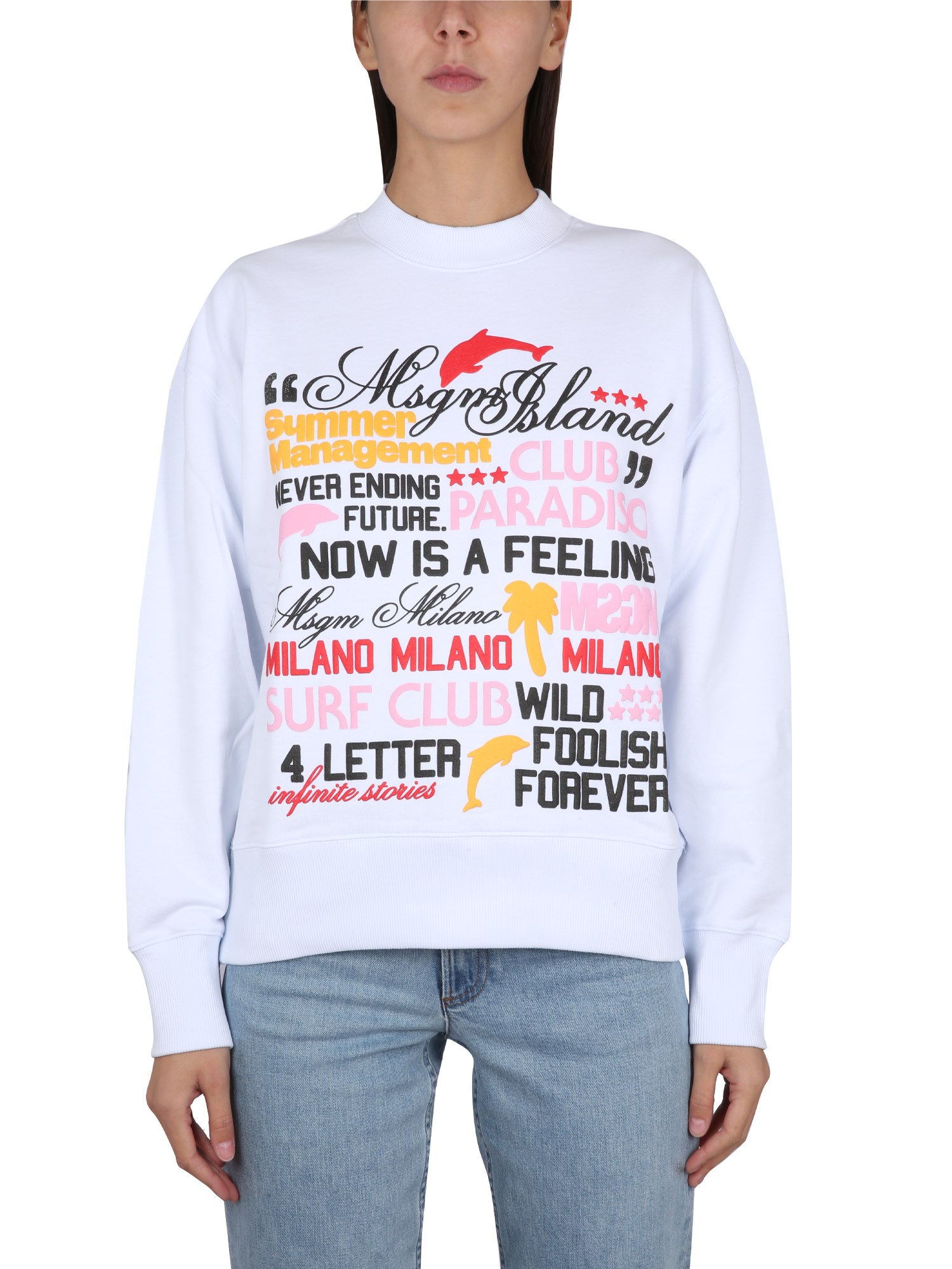 Msgm msgm crewneck sweatshirt with logo