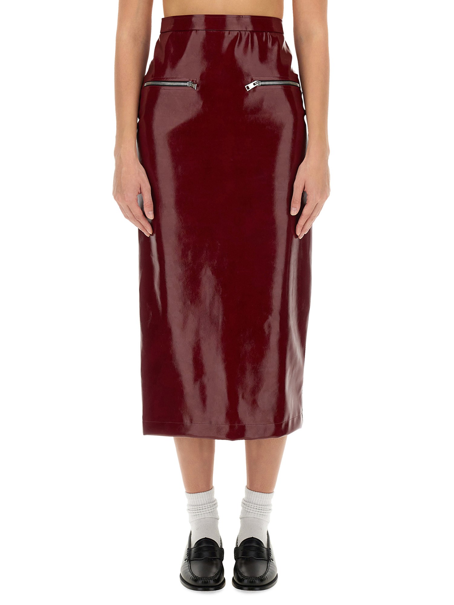 Msgm msgm patent leather midi skirt