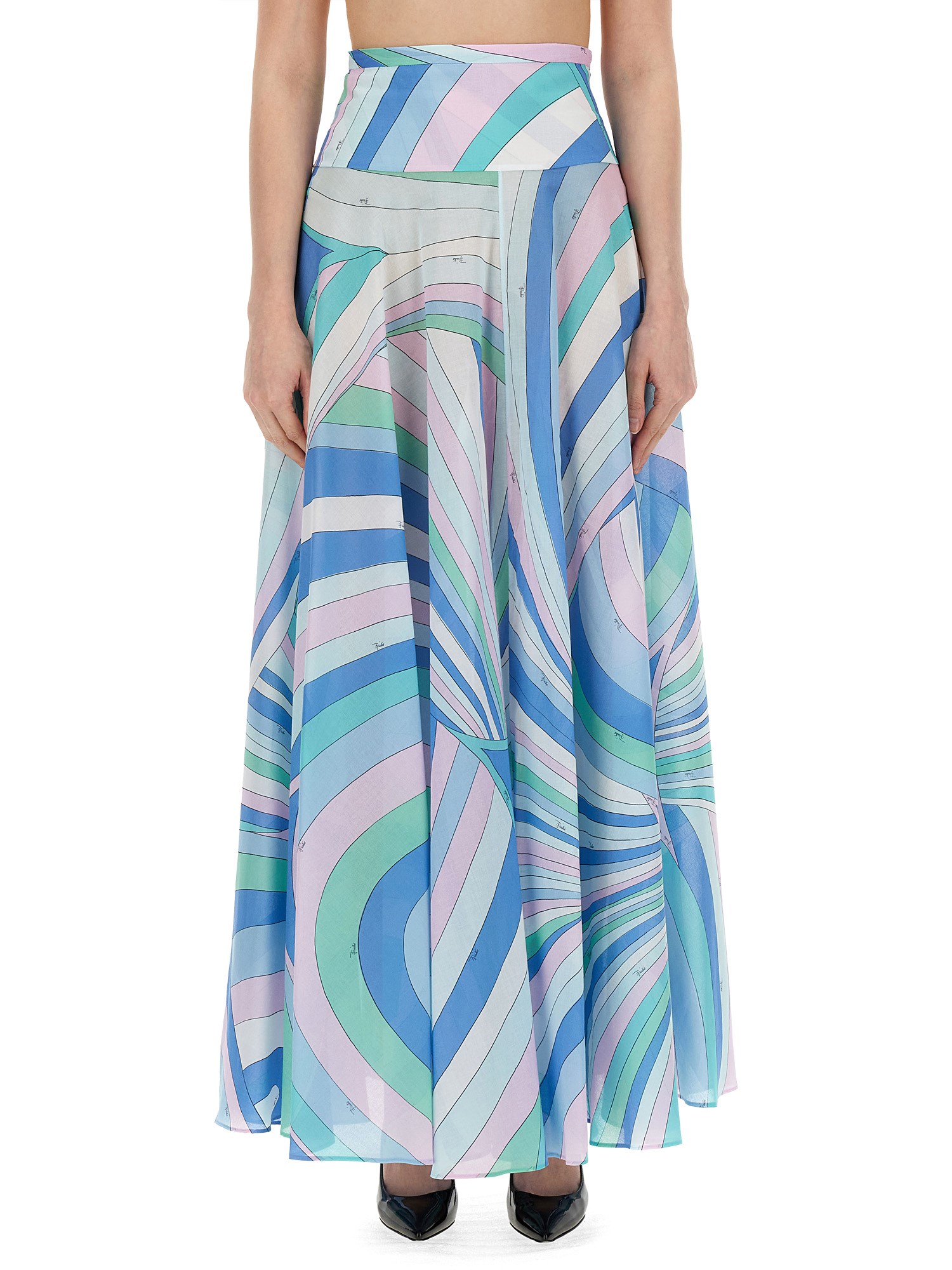 pucci pucci long skirt with iris print