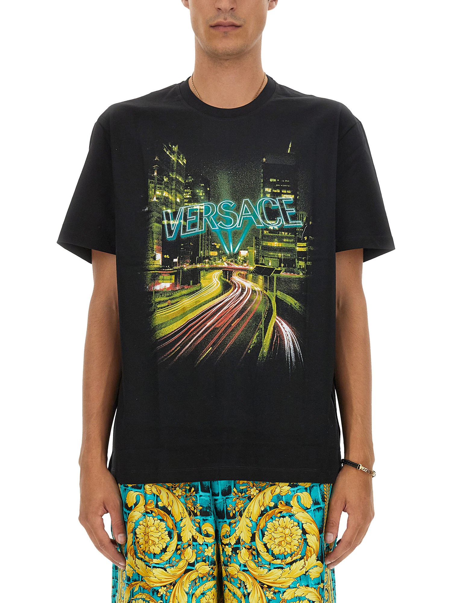 Versace versace logo print t-shirt