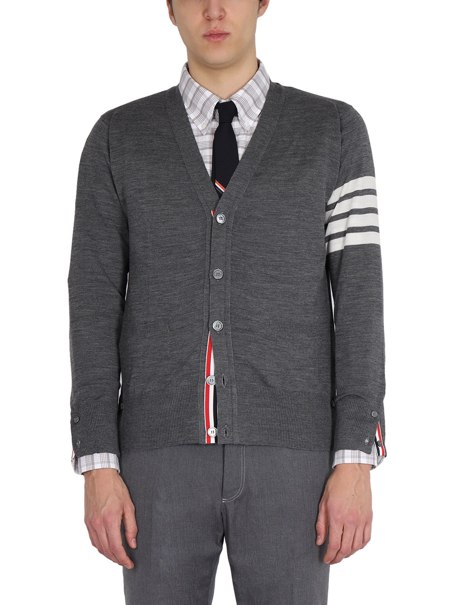 Thom Browne thom browne cardigan with inlay 4bar