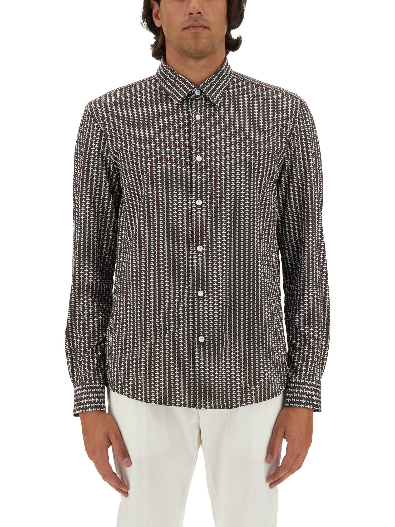 BOSS boss micro check pattern shirt