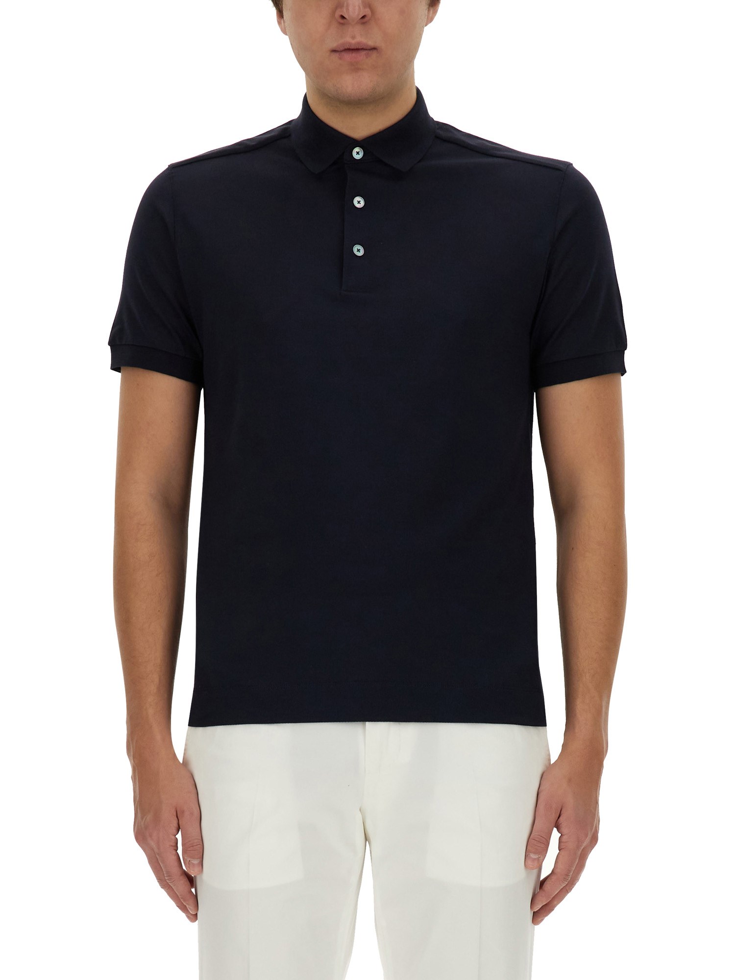 zegna zegna cotton and silk polo shirt