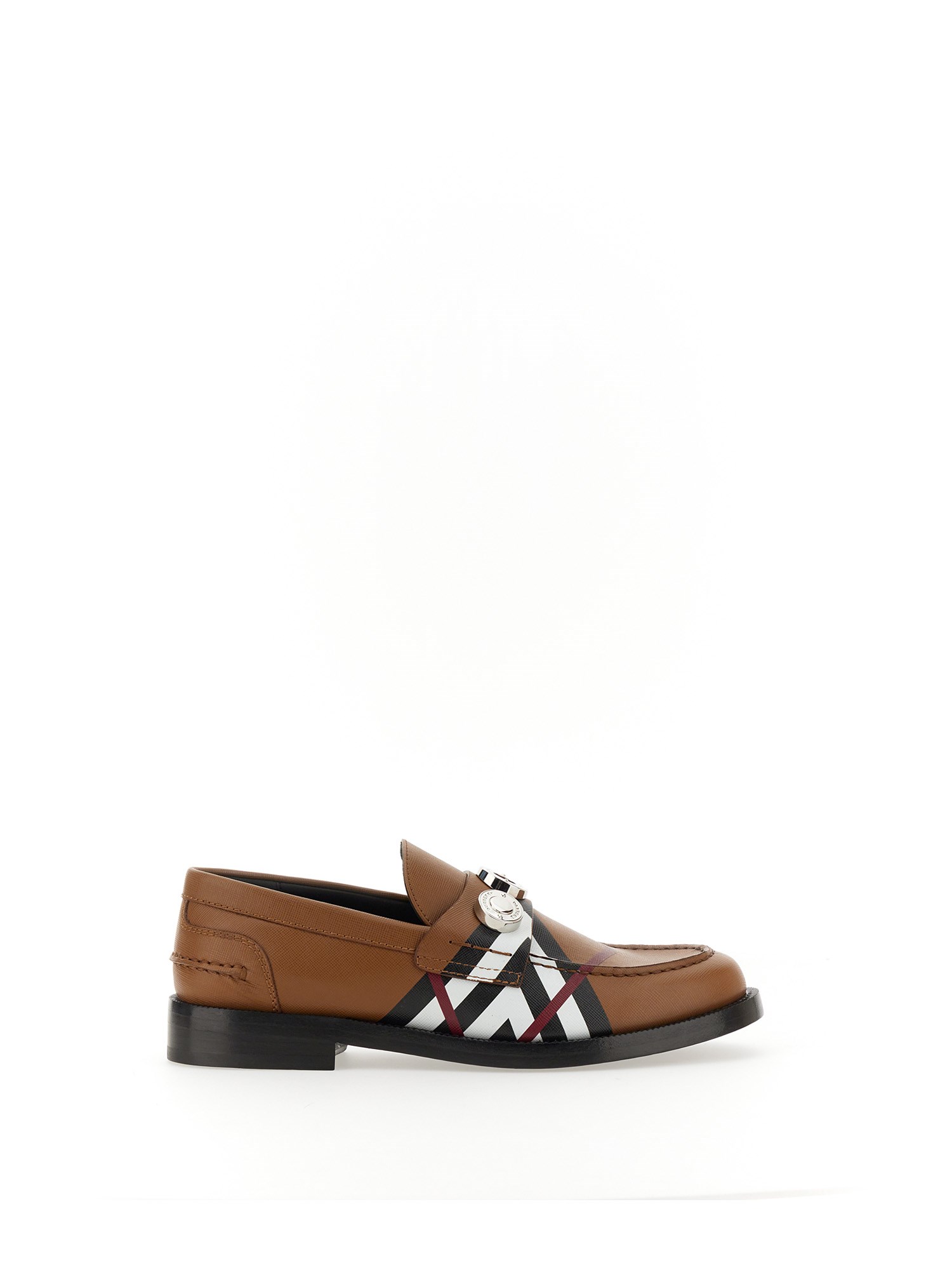 Burberry burberry leather loafer with tartan pattern