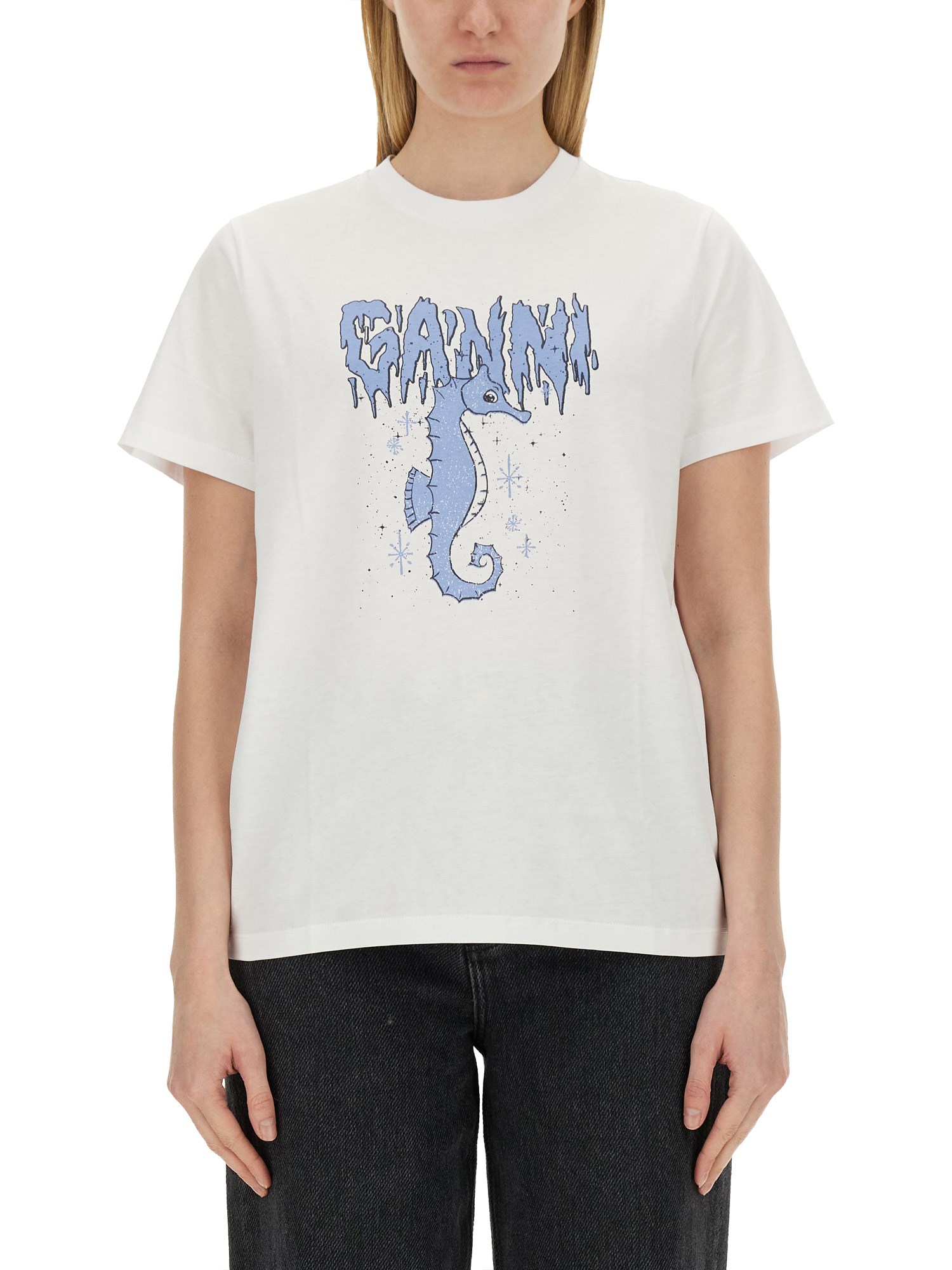 Ganni ganni seahorse print t-shirt