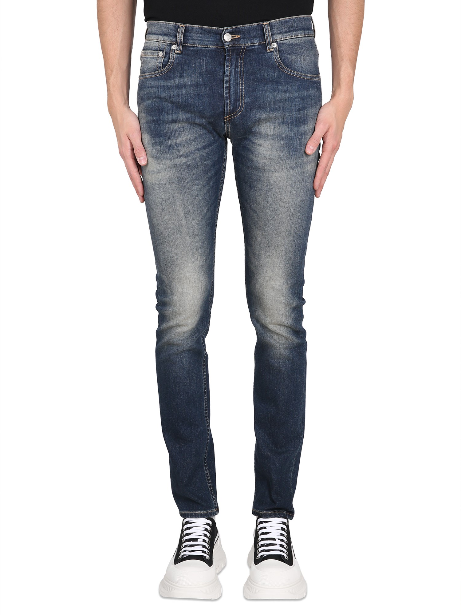 Alexander McQueen alexander mcqueen jeans with graffiti logo embroidery