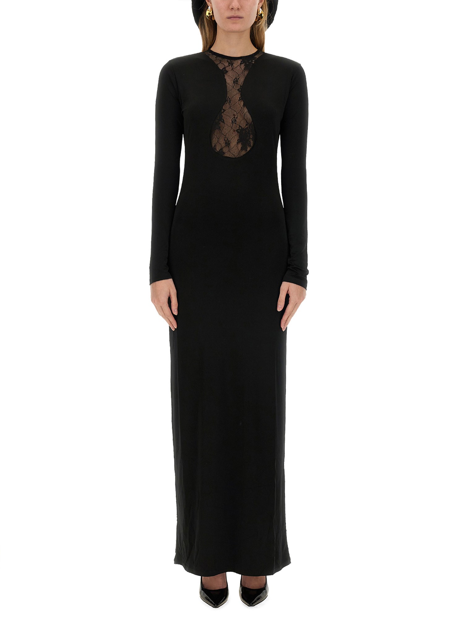 Nina Ricci nina ricci long dress with lace insert