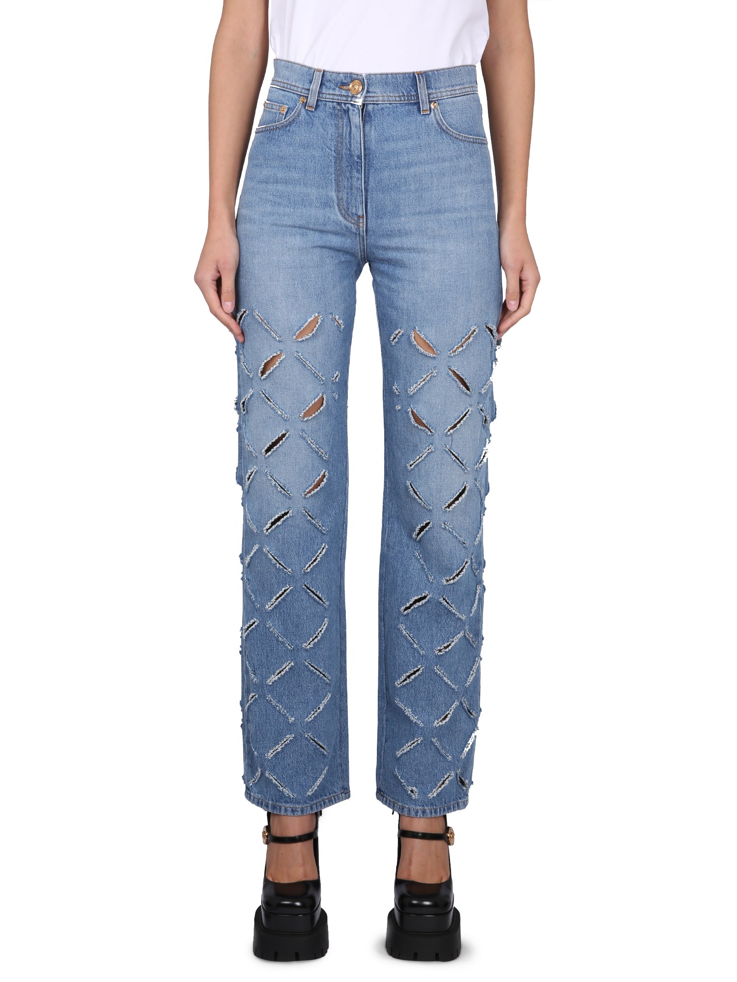 Versace versace medusa jeans with cuts