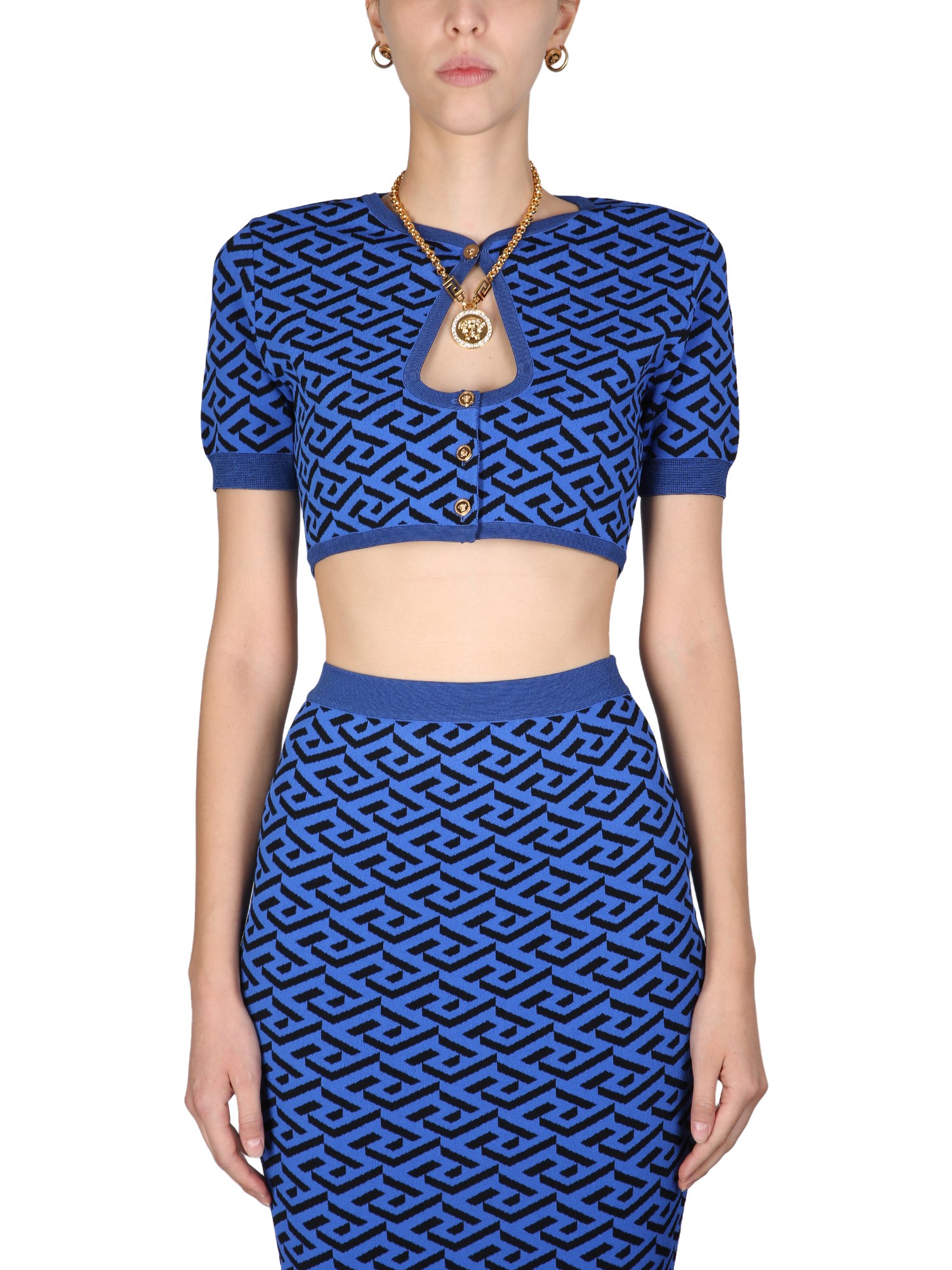 Versace versace cut-out short cardigan "la greca"