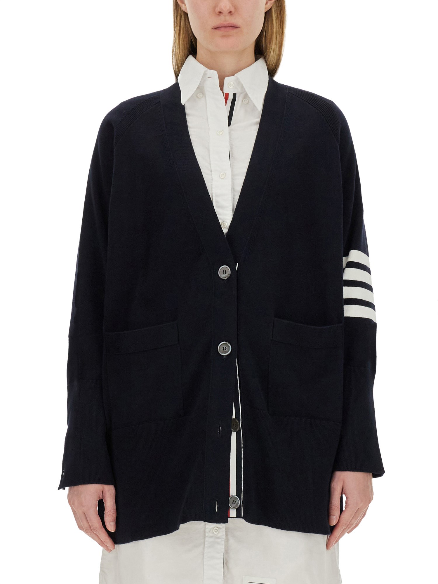 Thom Browne thom browne cardigan with inlay 4bar