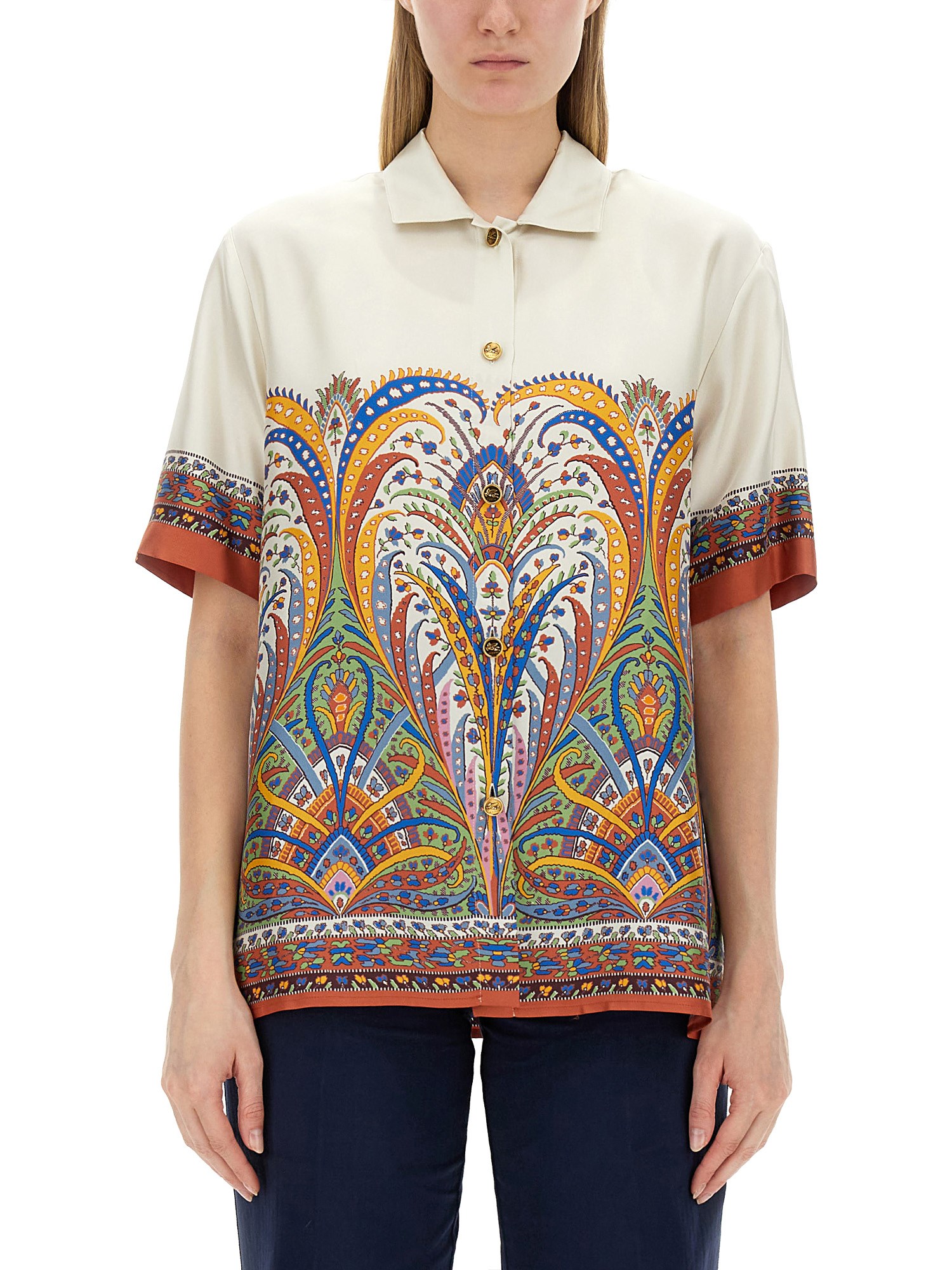 Etro etro printed silk shirt