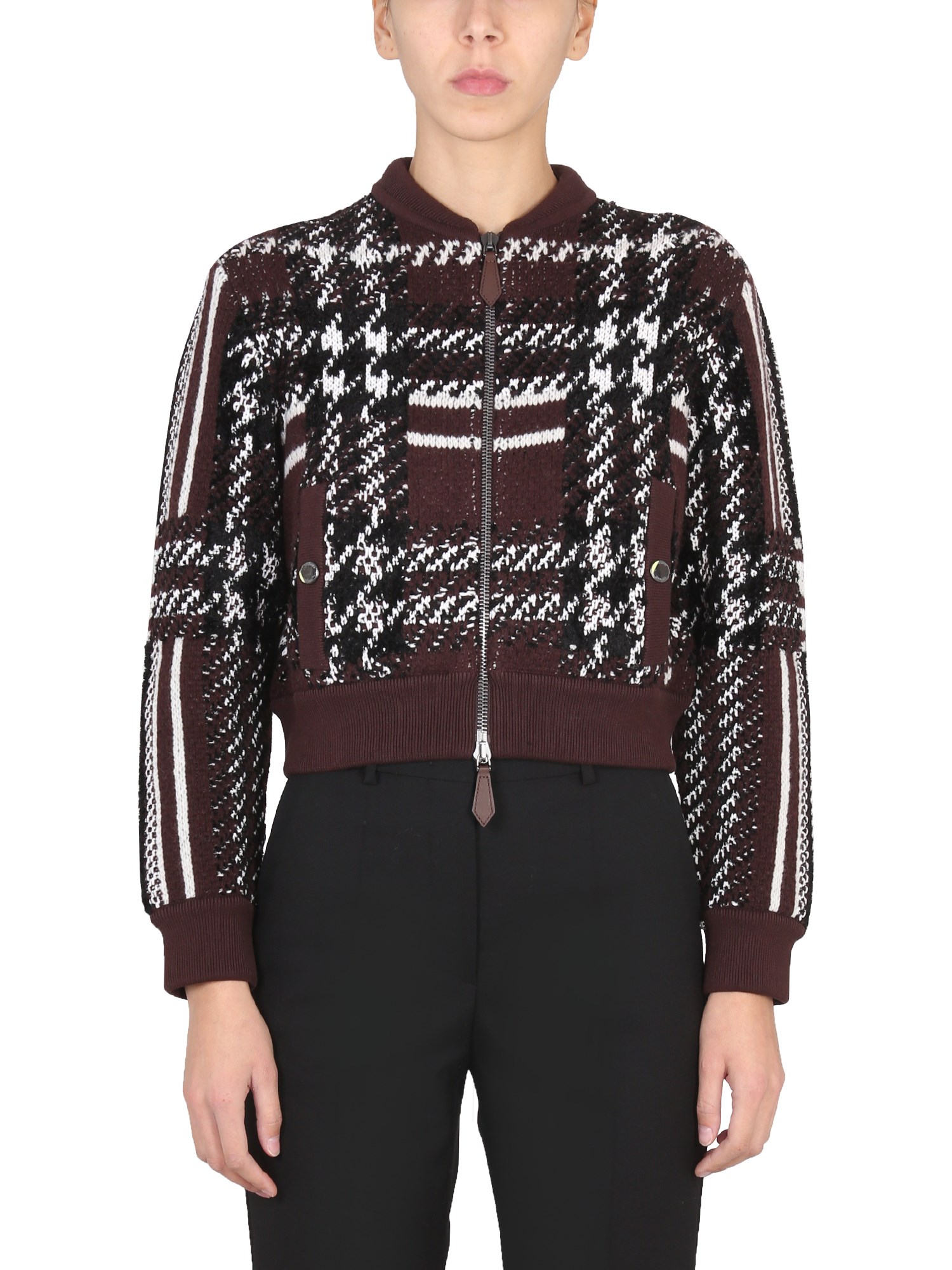 Burberry burberry houndstooth pattern bomber jacket