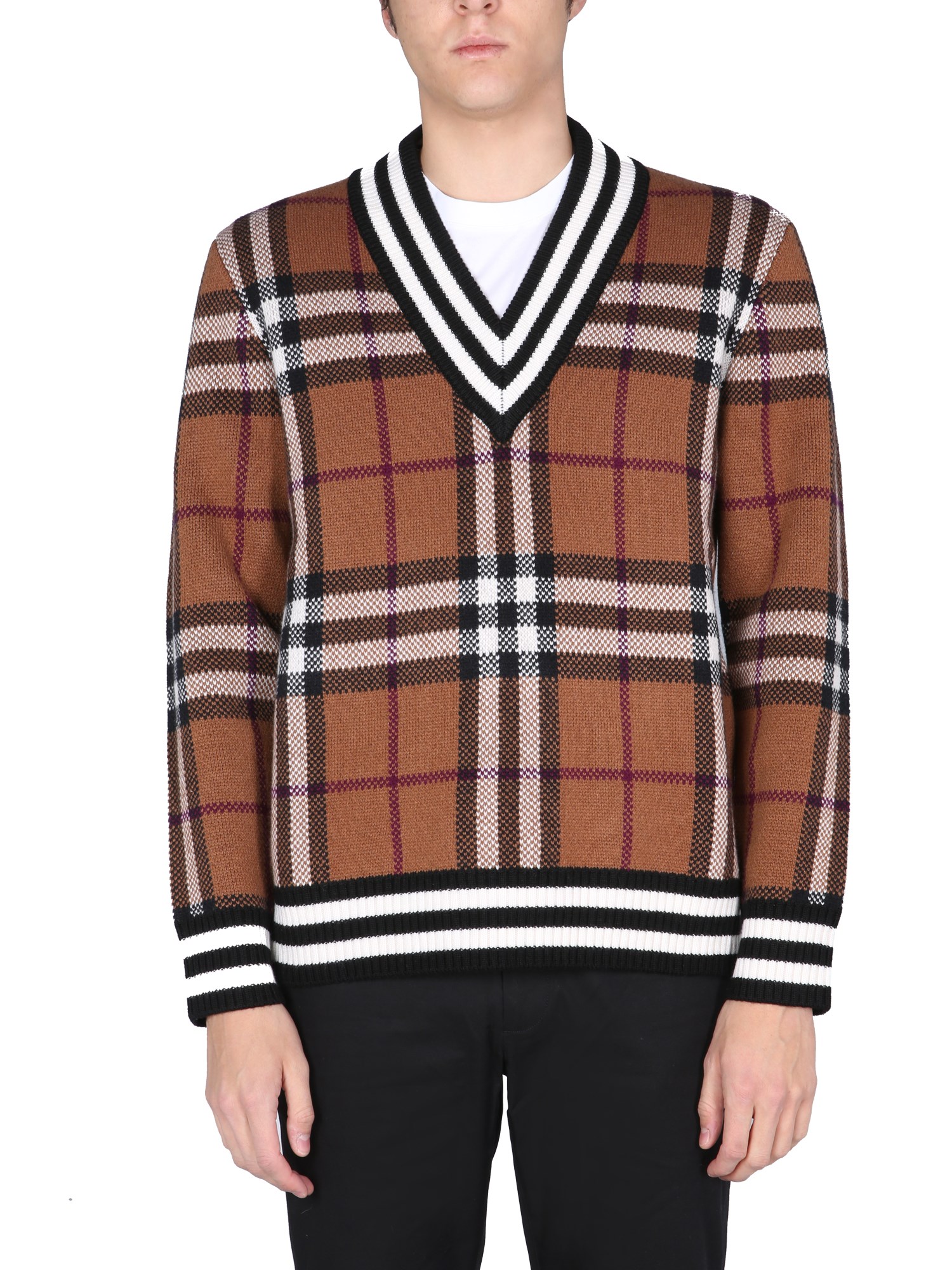 Burberry burberry "money" sweater with tartan motif